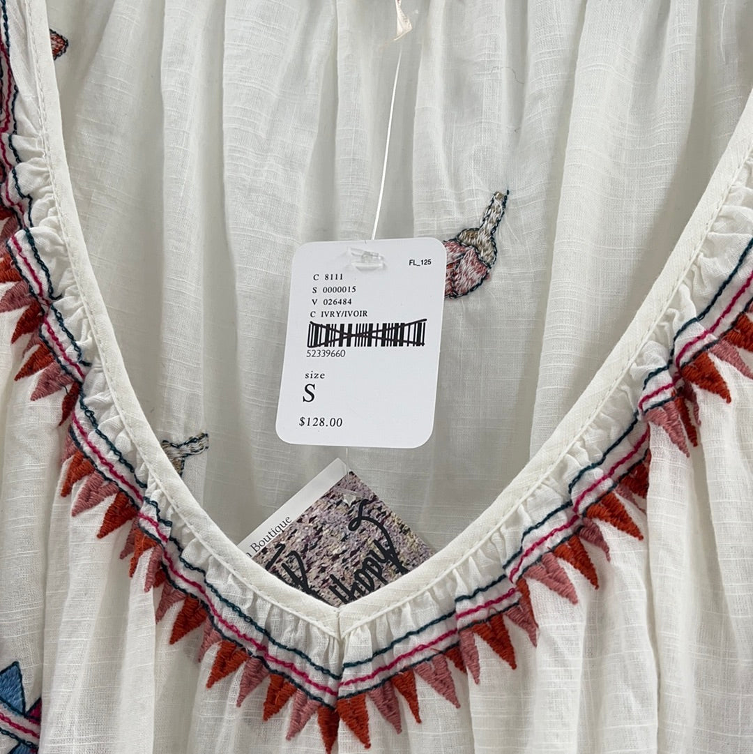 Free People Cotton Embroidered Short Sleeve (S)