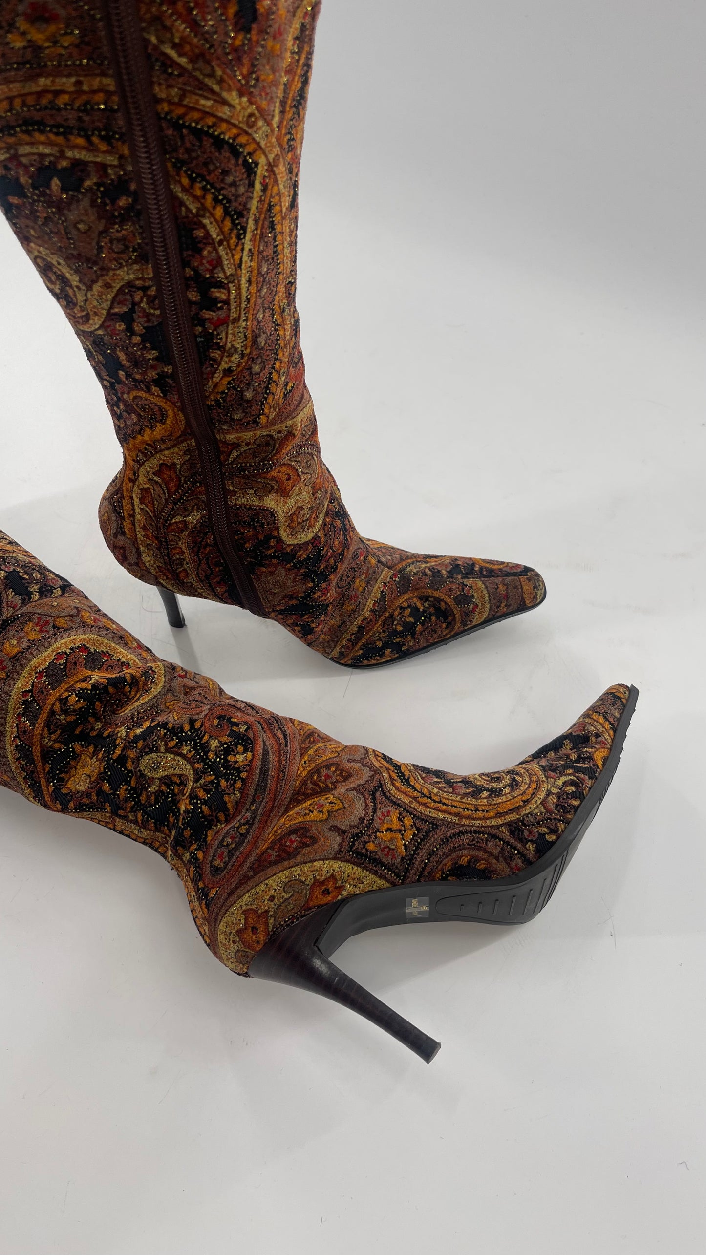 Knee High Tapestry Boots (6.5)