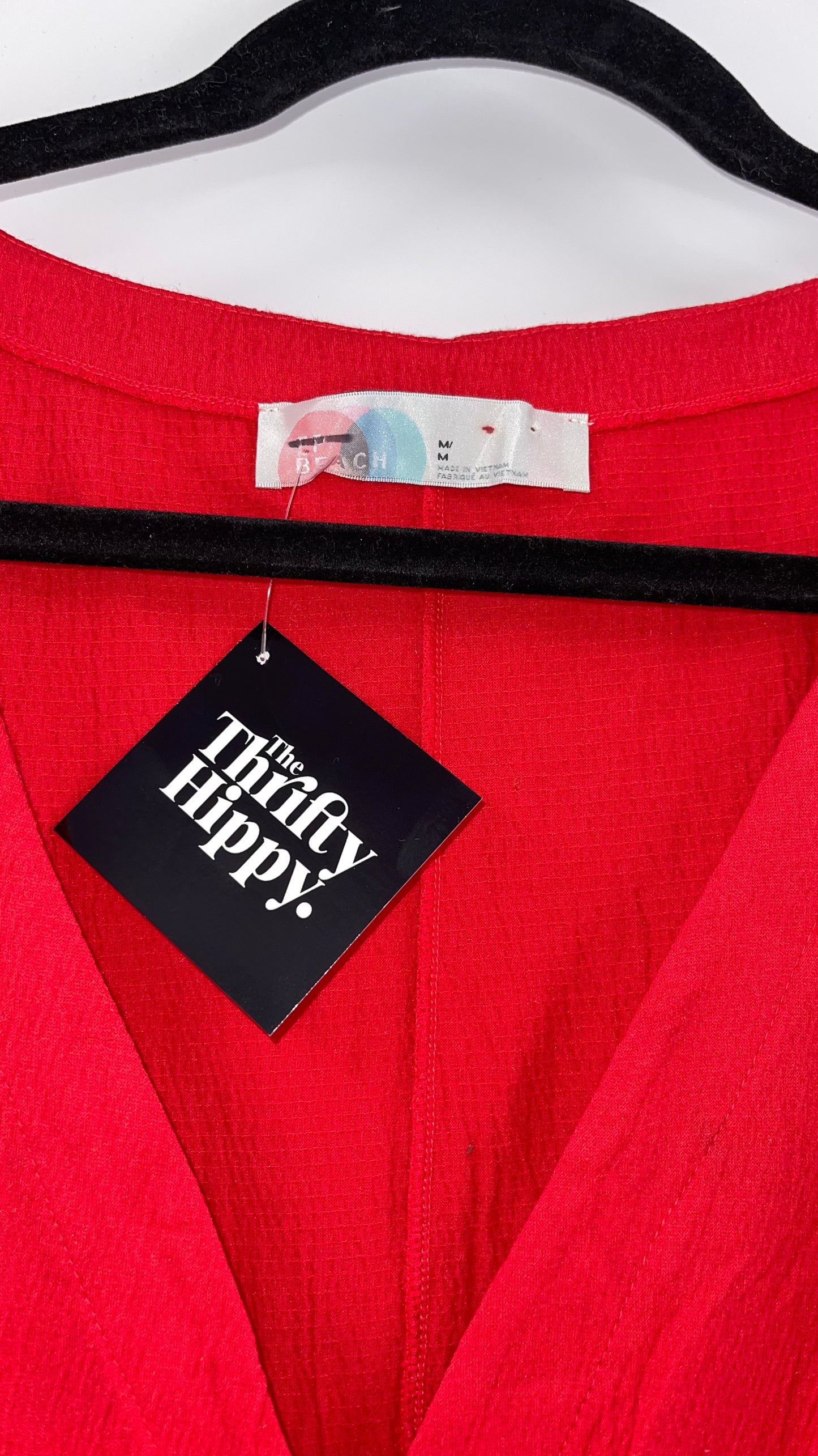 Free People Red Long Sleeve Mini Dress with Cut Outs (Medium)