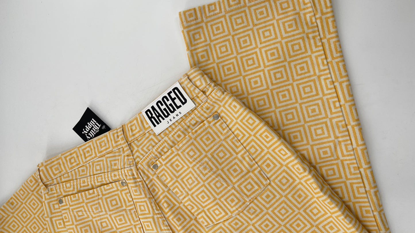 Ragged Priest White/Yellow Square Straight Legs (34)