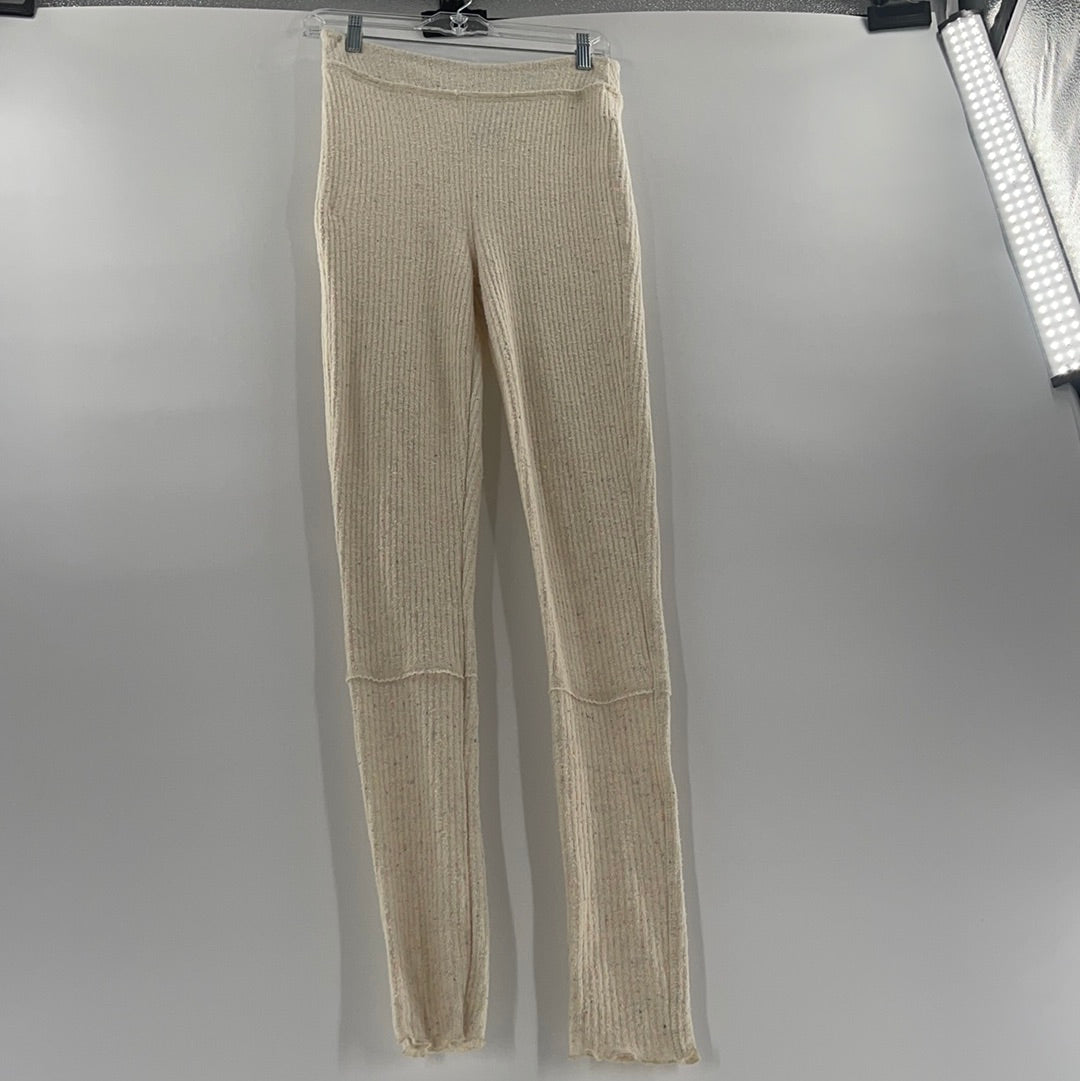 Free People Ribbed Cream Leggings