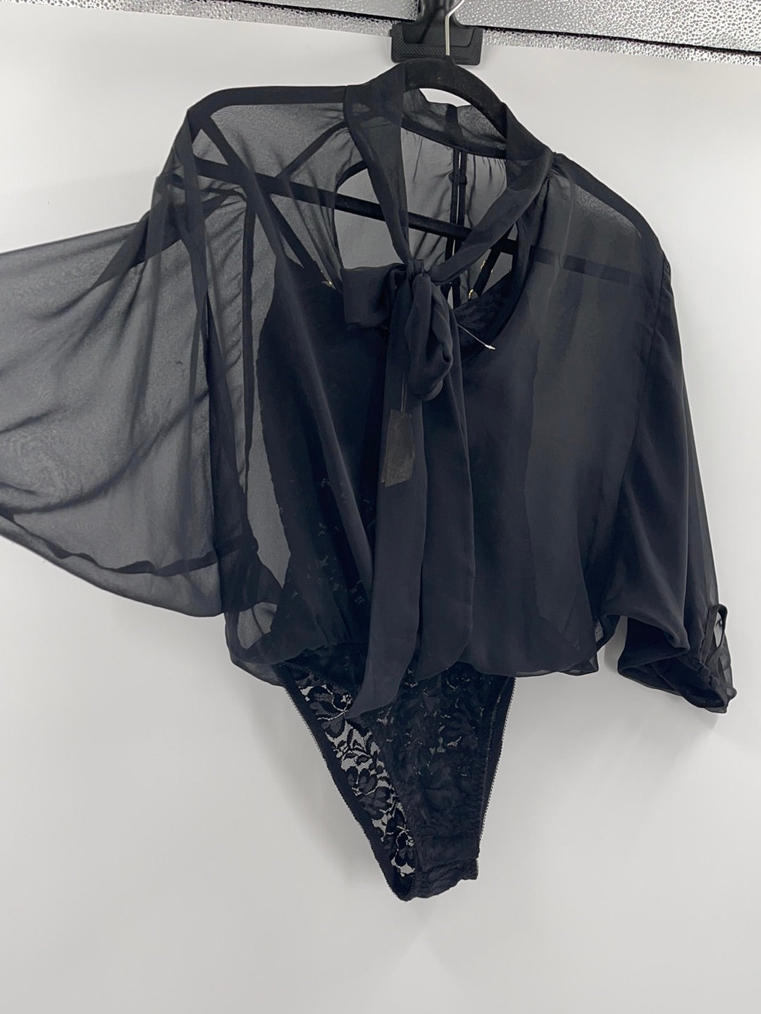 Hot as Hell Lace Body Suit with Sheer Blouse (XS)