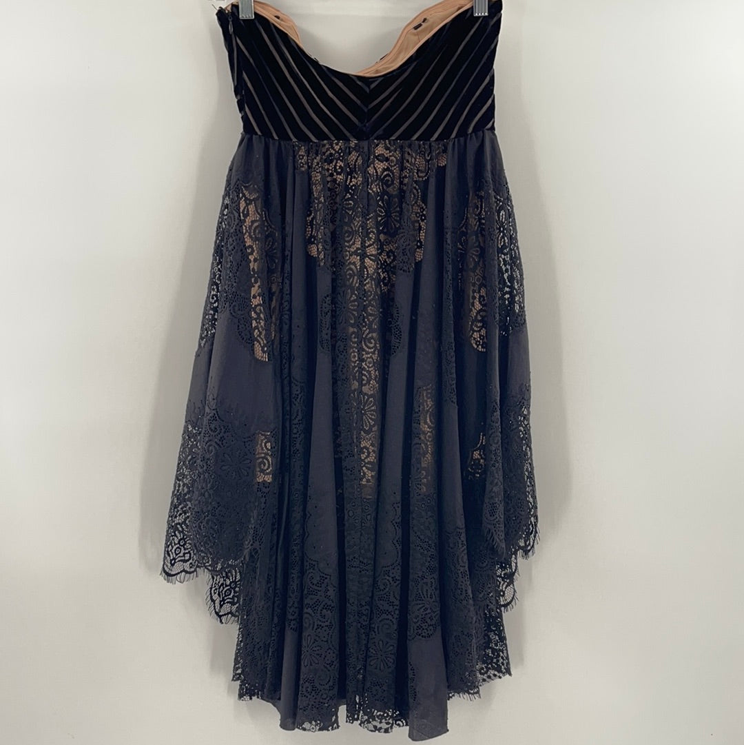 Free People Velvet + Lace Black Dress (0)