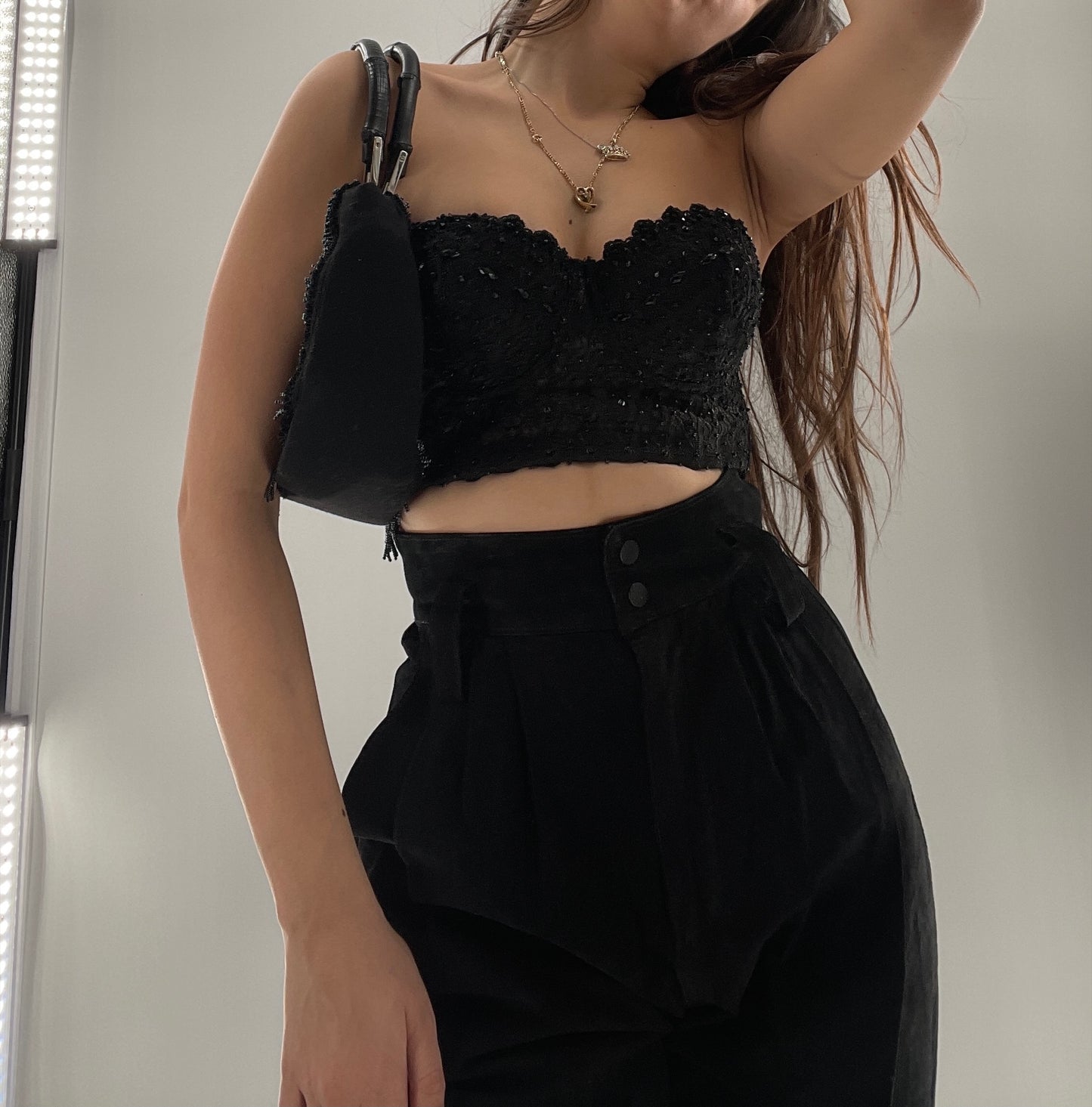 Vintage IPA NIMA Black Embroidered Beaded