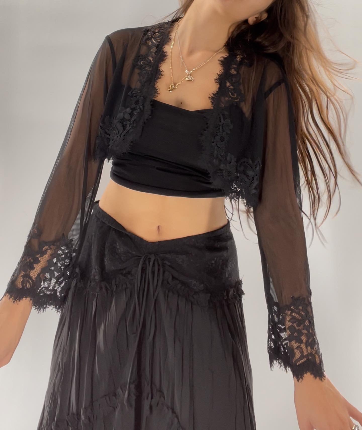 Black Mesh + Lace Bolero (Medium)