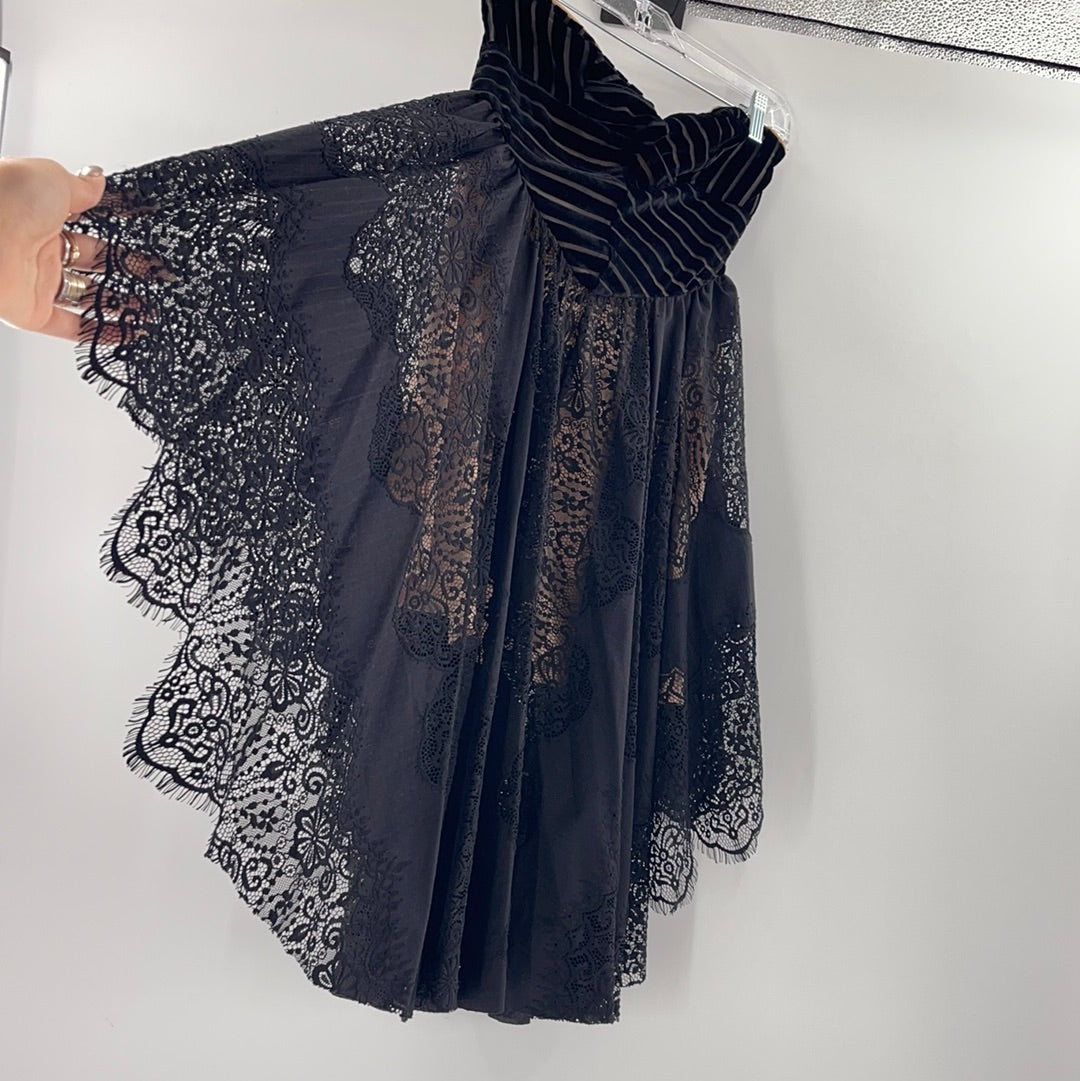 Free People Velvet + Lace Black Dress (0)
