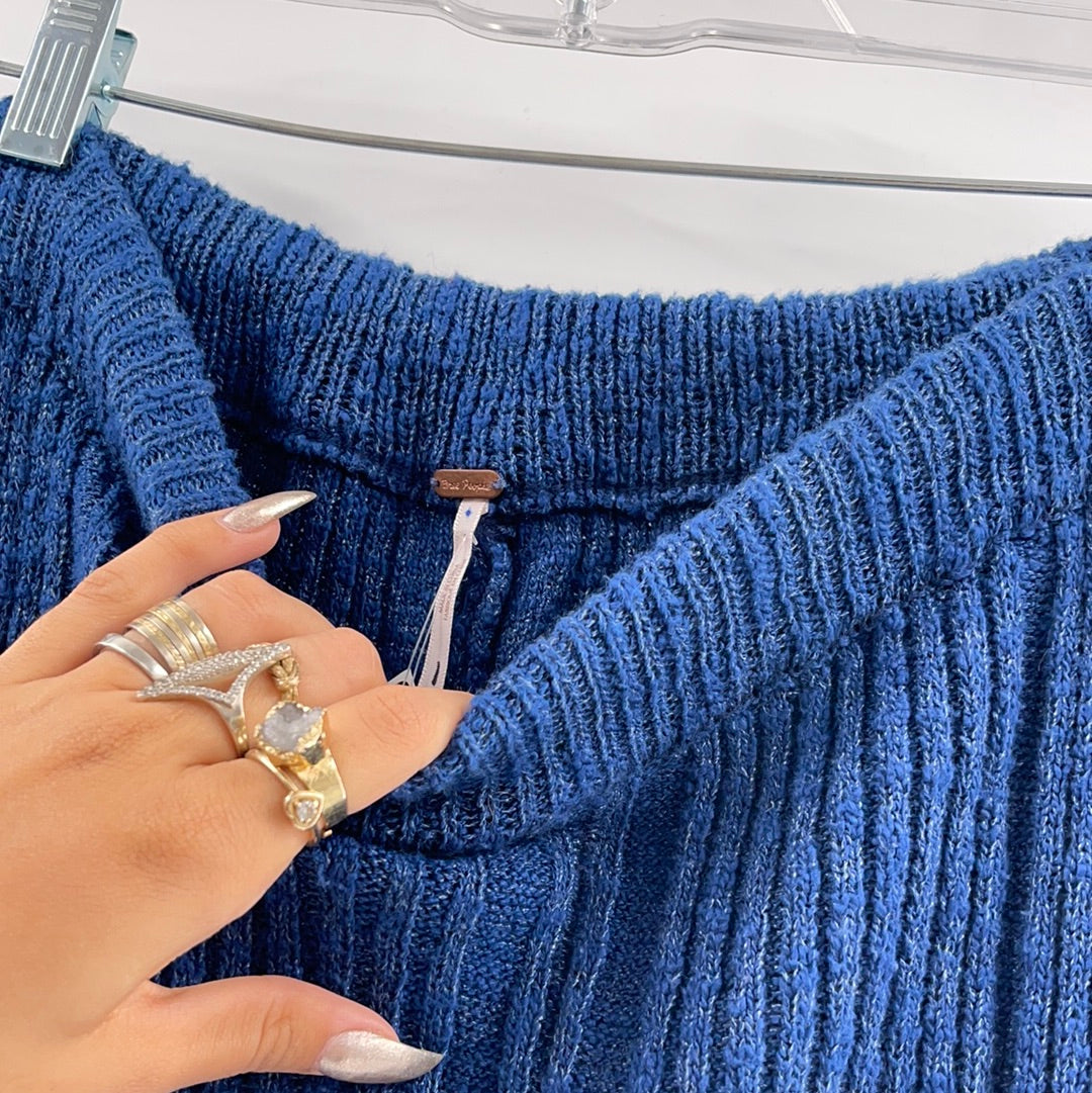 Free People Cobalt Blue Knit Flares (Sz XL)