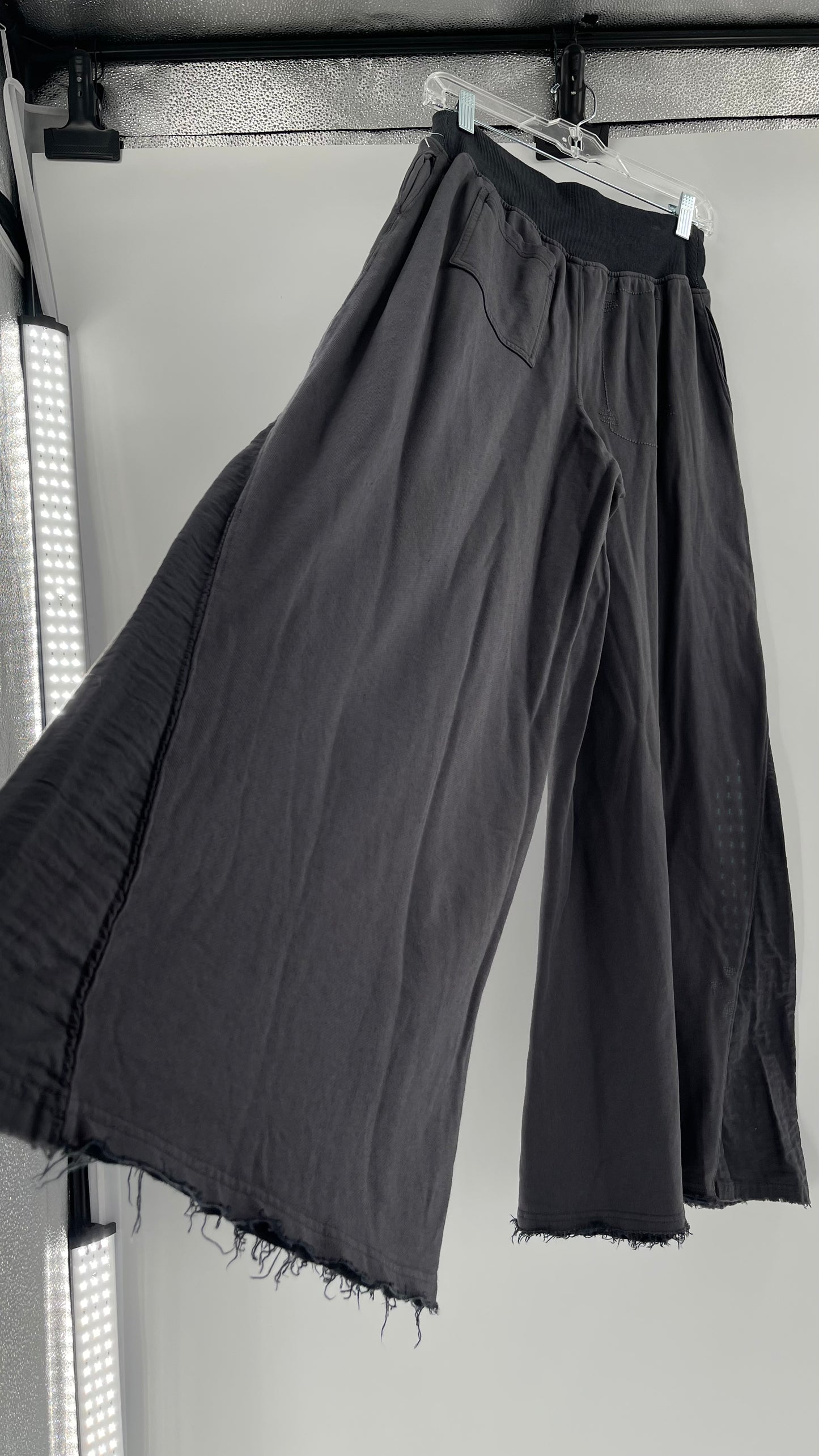 Free People Charcoal High Waisted Jersey Flare Legs (Small)