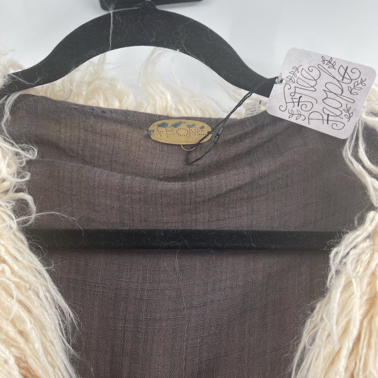 Free People One Terra Faux Fur Shaggy Ombre Coat Brow (Size M)