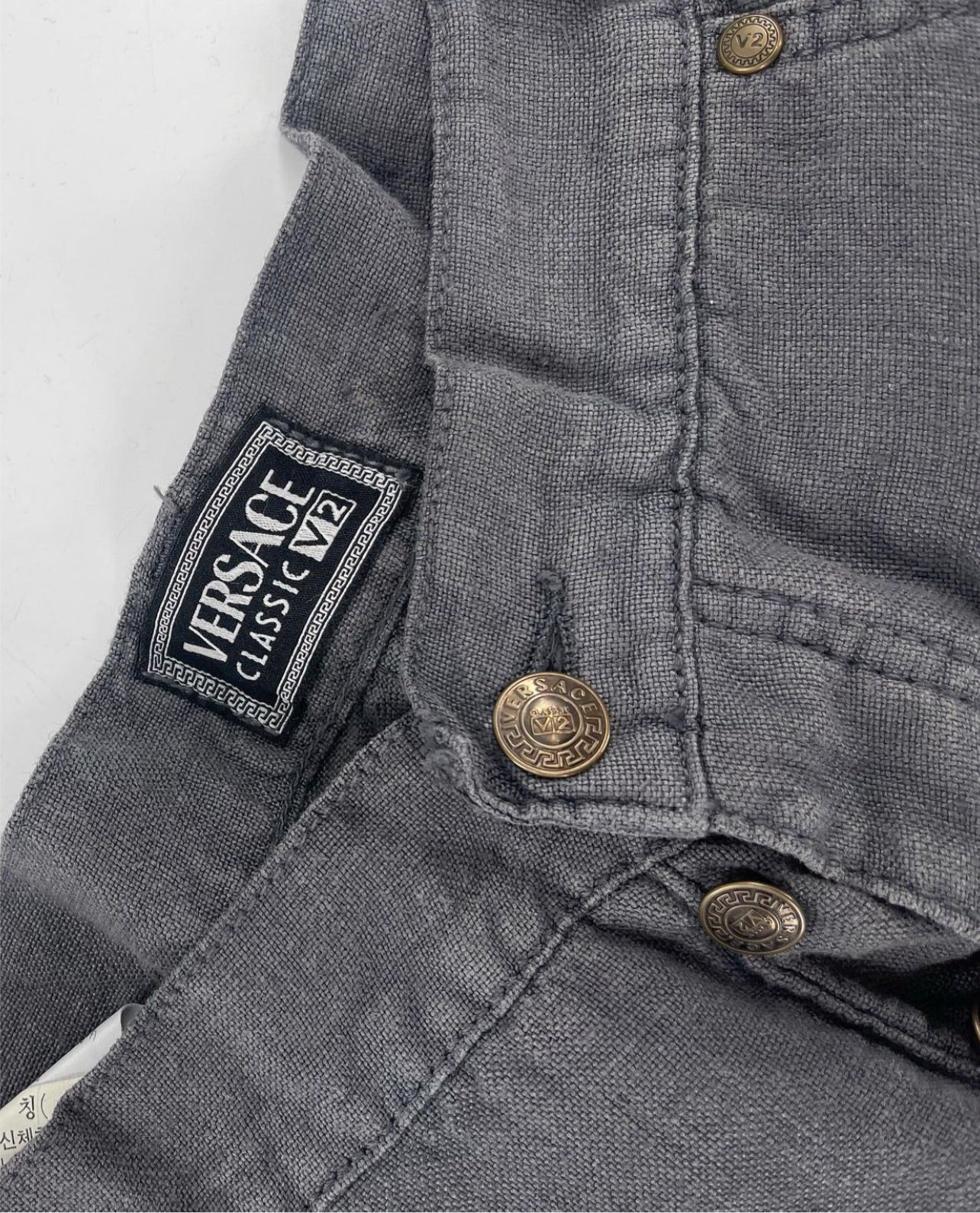 Versace 100% Linen Grey Straight Legs (Sz 40)