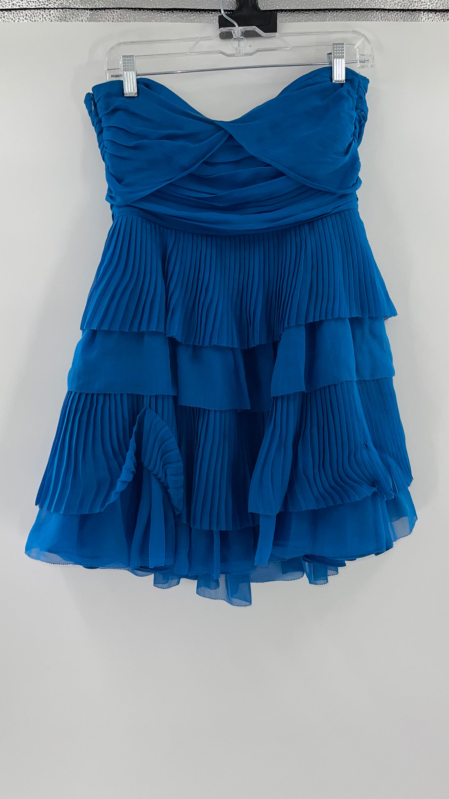Diane Von Furstenburg 100% Silk Blue Ruffled Mini (10)