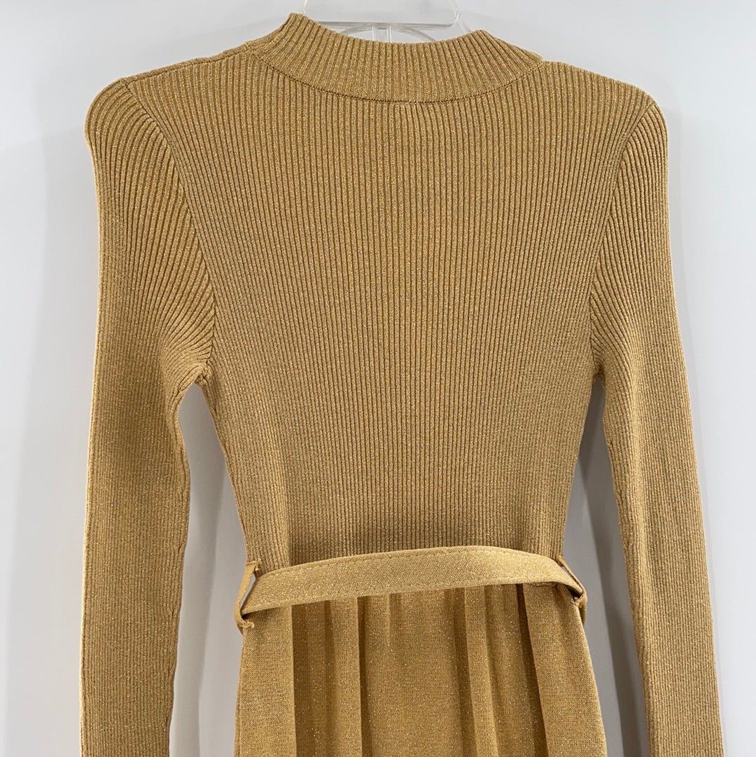 Free People Gold Knit Dress (XS)