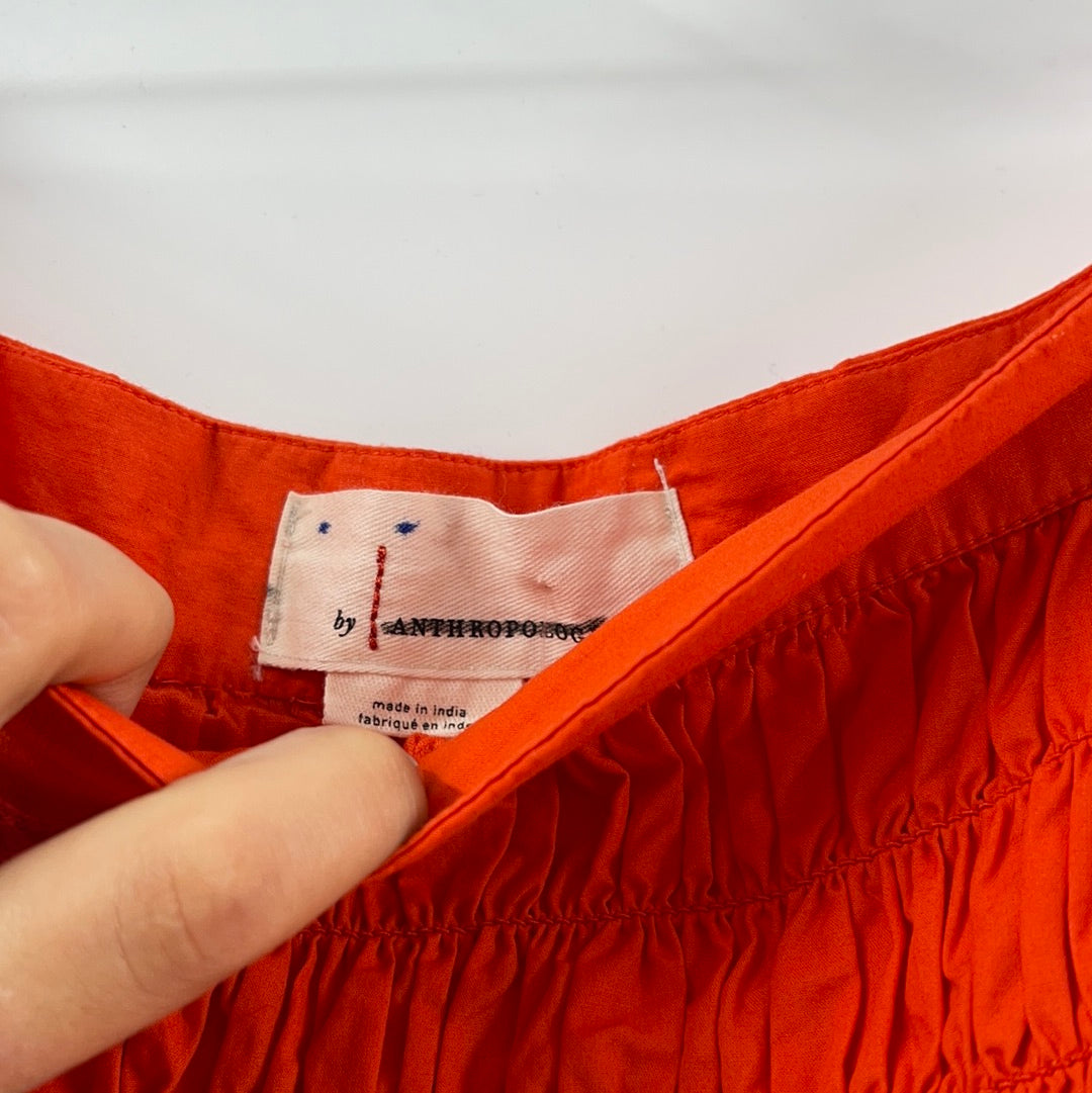 Anthropologie - Orange/Mango Ribbed Ruffle Skirt (Size 6)