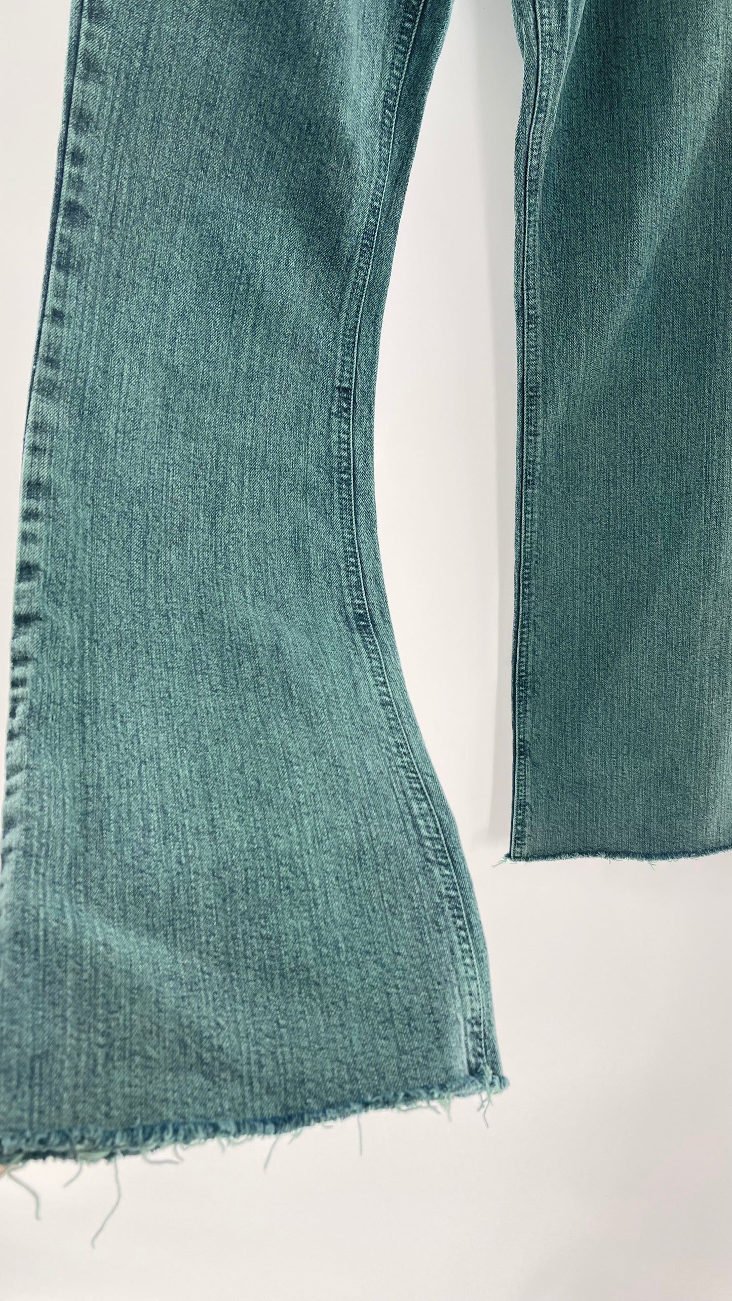 Jeanology Mid Rise Faded Teal Straight Legs (4)