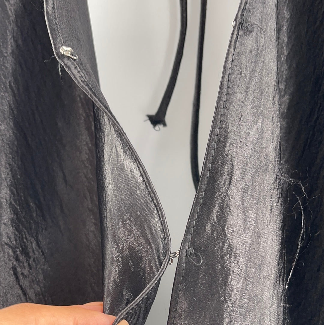 Intimately Free People Black Satin Bodysuit (L)