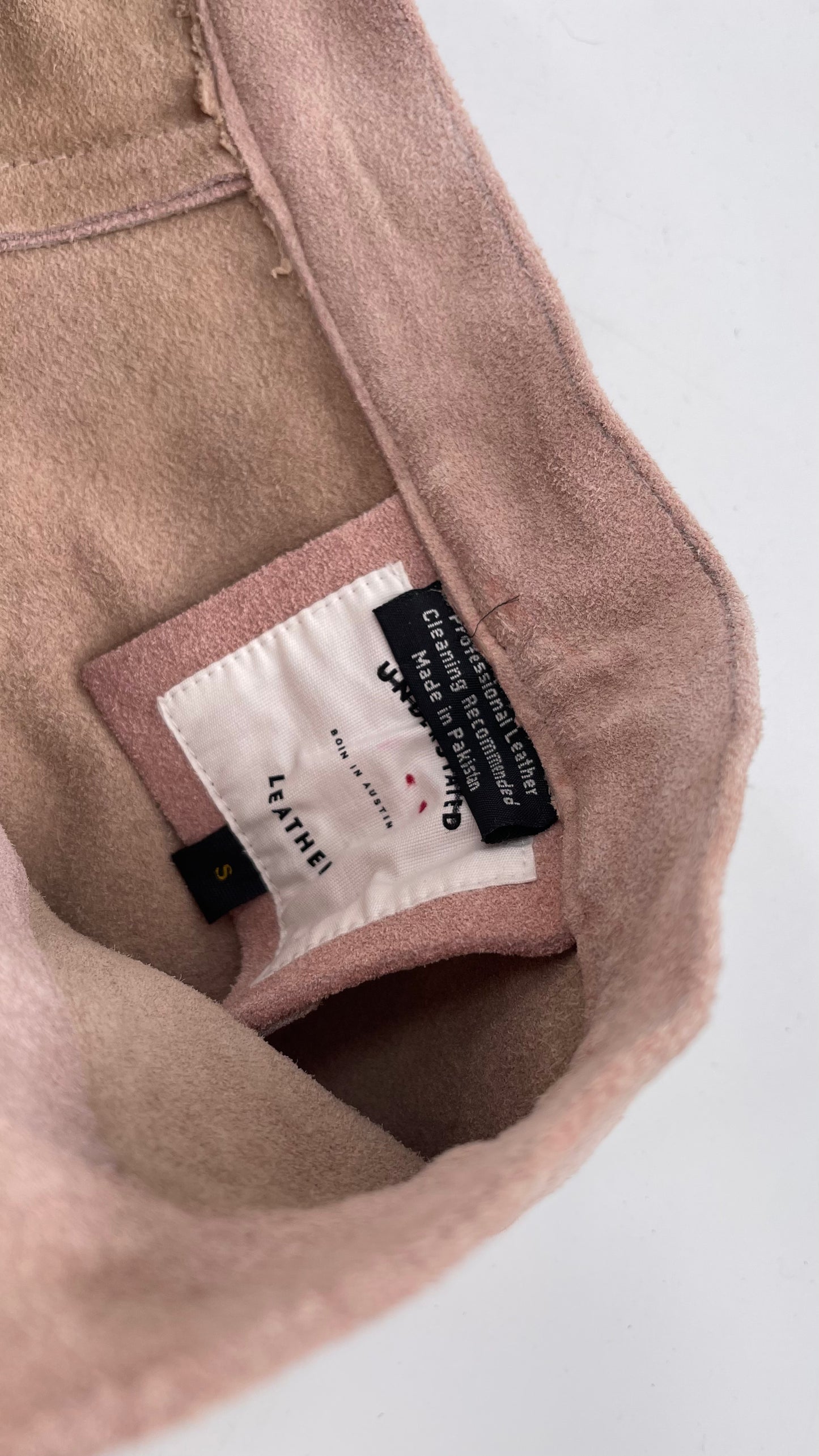 Free People Understated Leather Dusty Pink Suede Button Side Mini Skirt (Small)