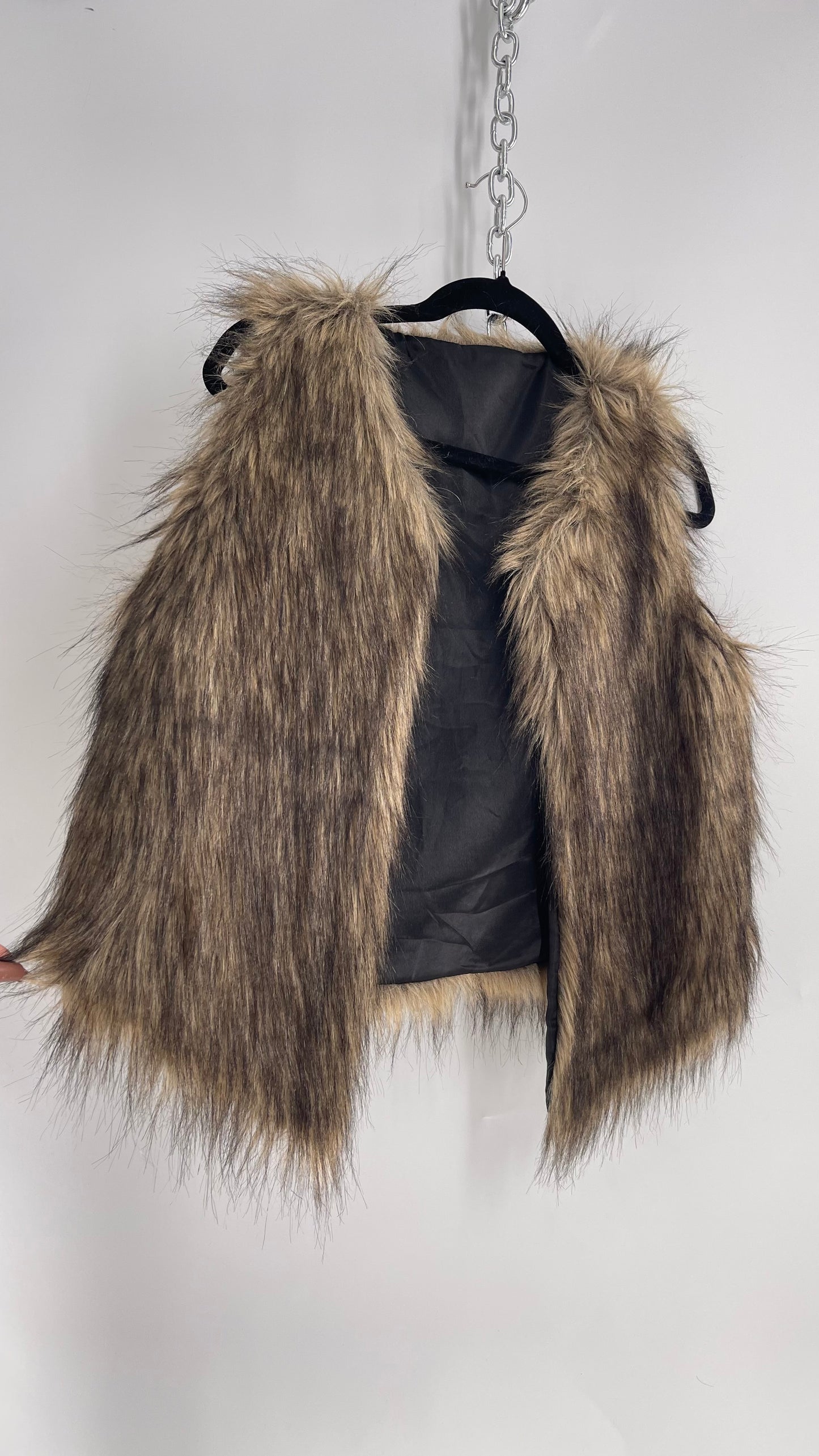 Vintage Faux Fur Sleeveless Vest (Large)