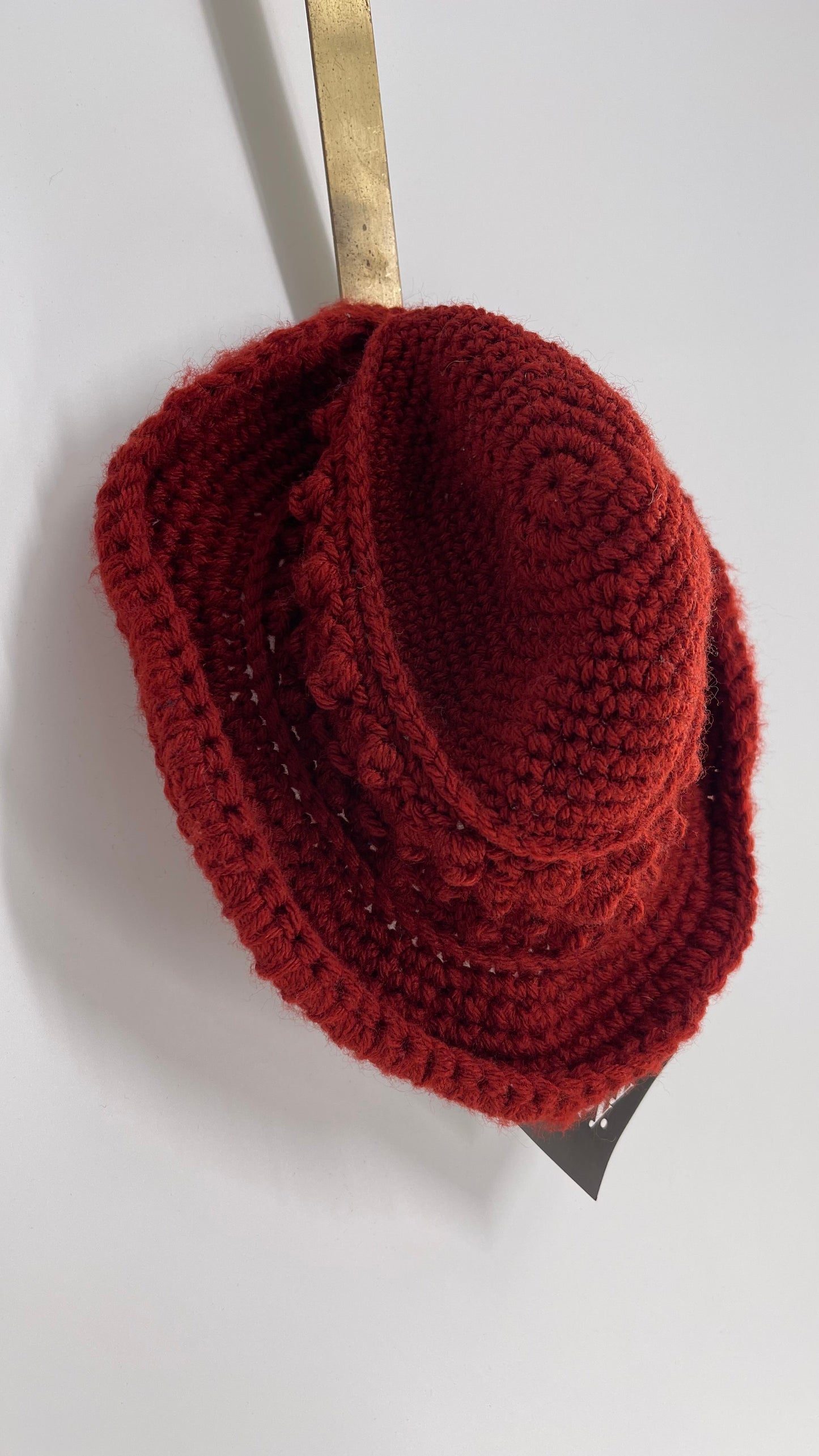 Vintage Hand Knit Burnt Orange Bucket Hat