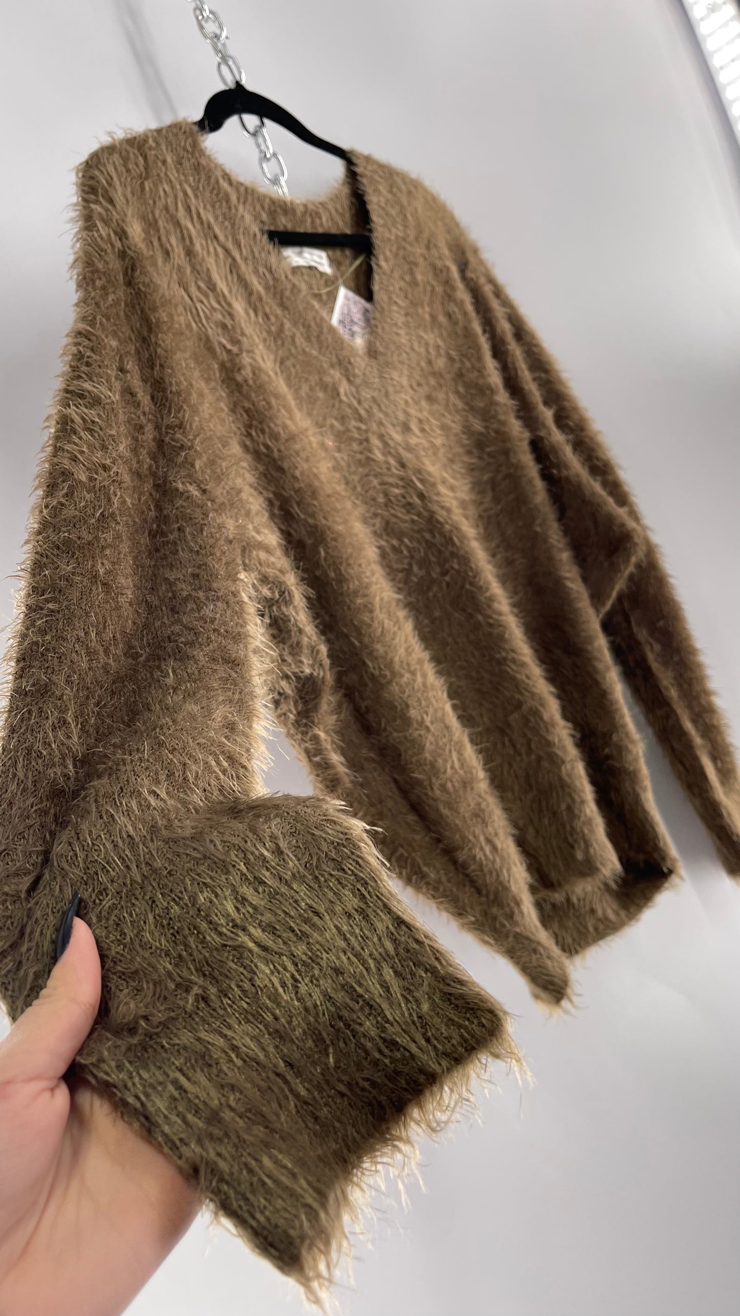 Urban Outfitters Olive Shag Fuzzy Sweater (Medium)