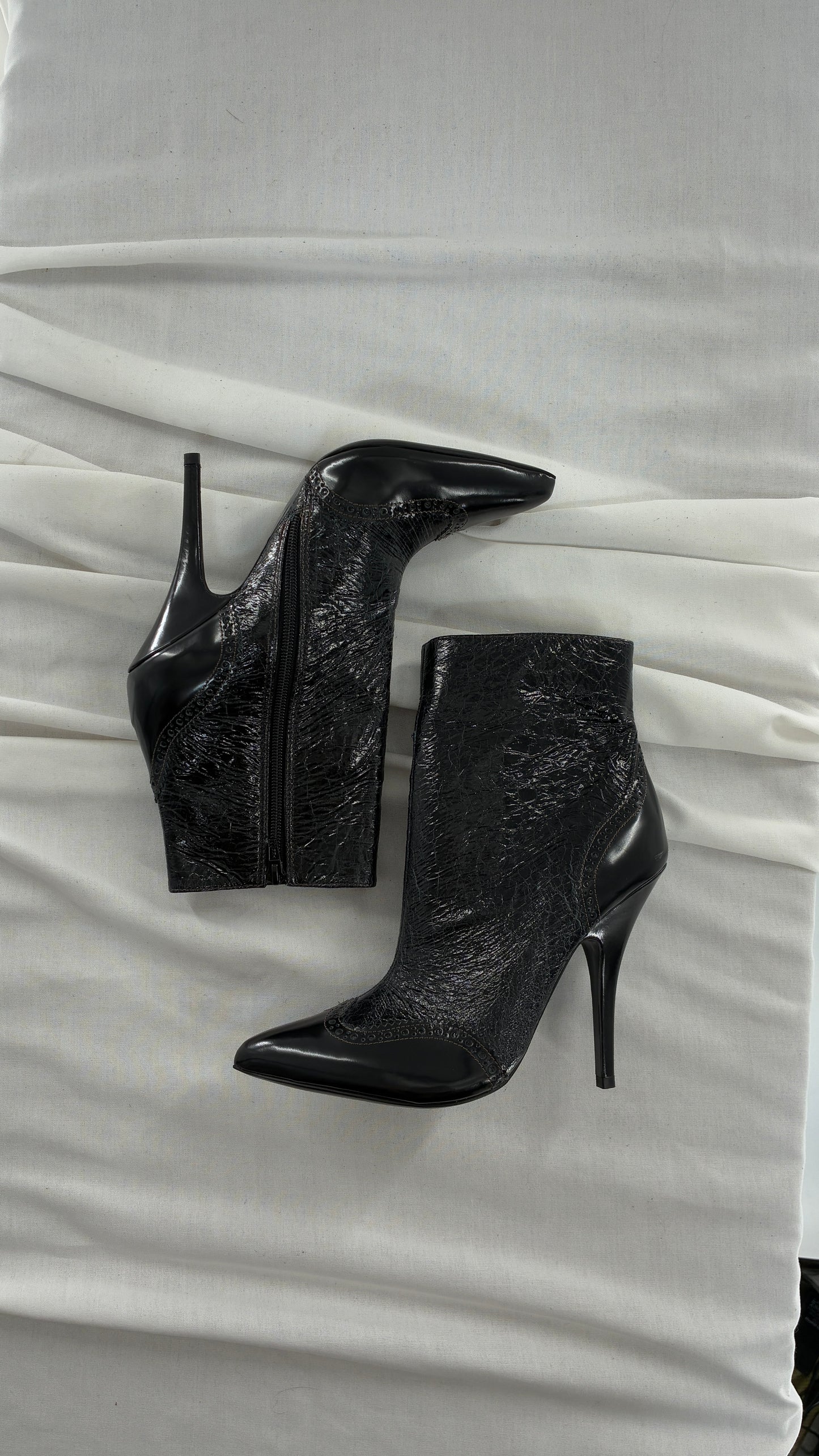 Vintage TORY BURCH Black Patent Leather Stiletto Boots  (9.5)