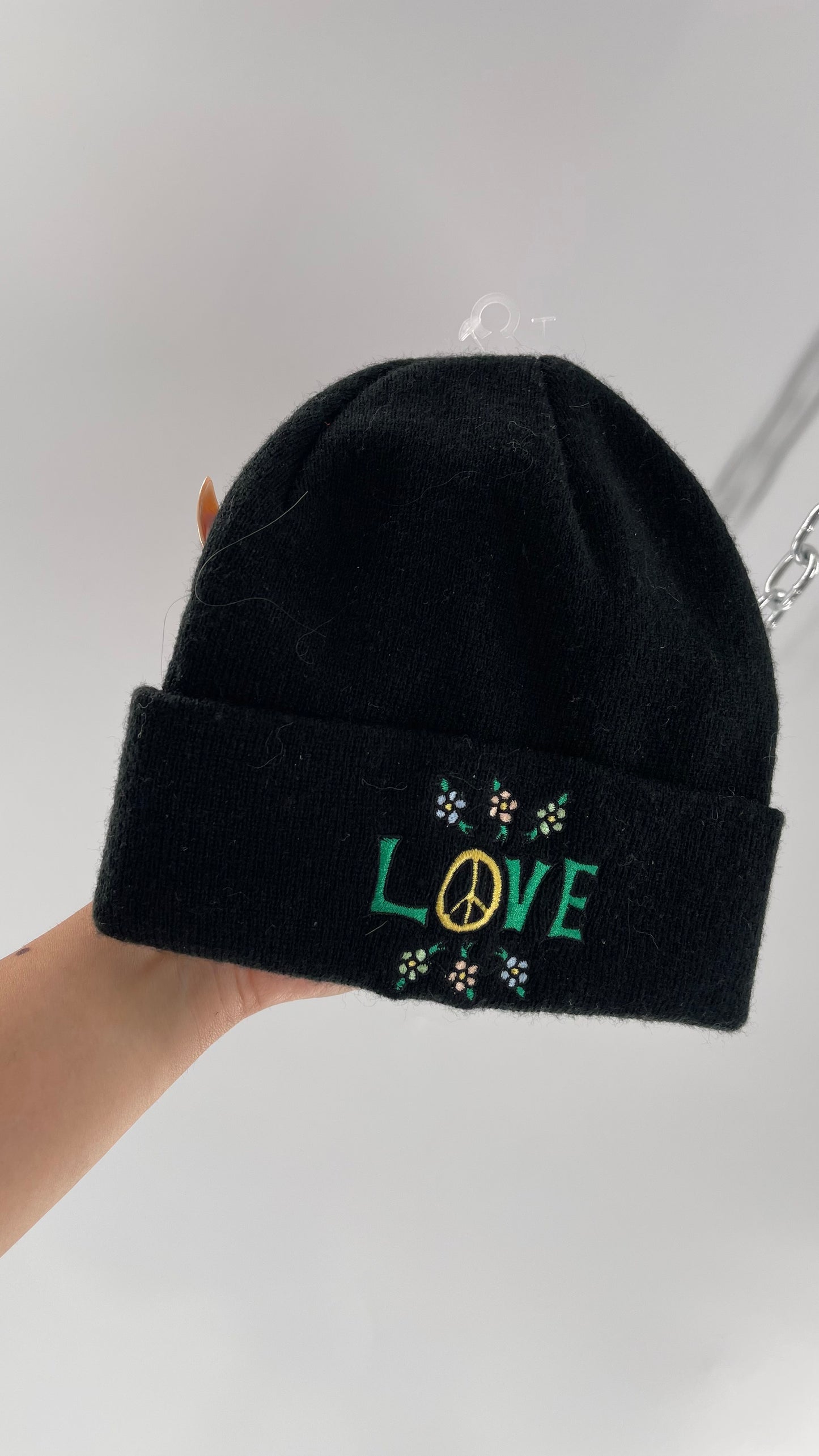 Coney Island Picnic Black Embroidered LOVE beanie