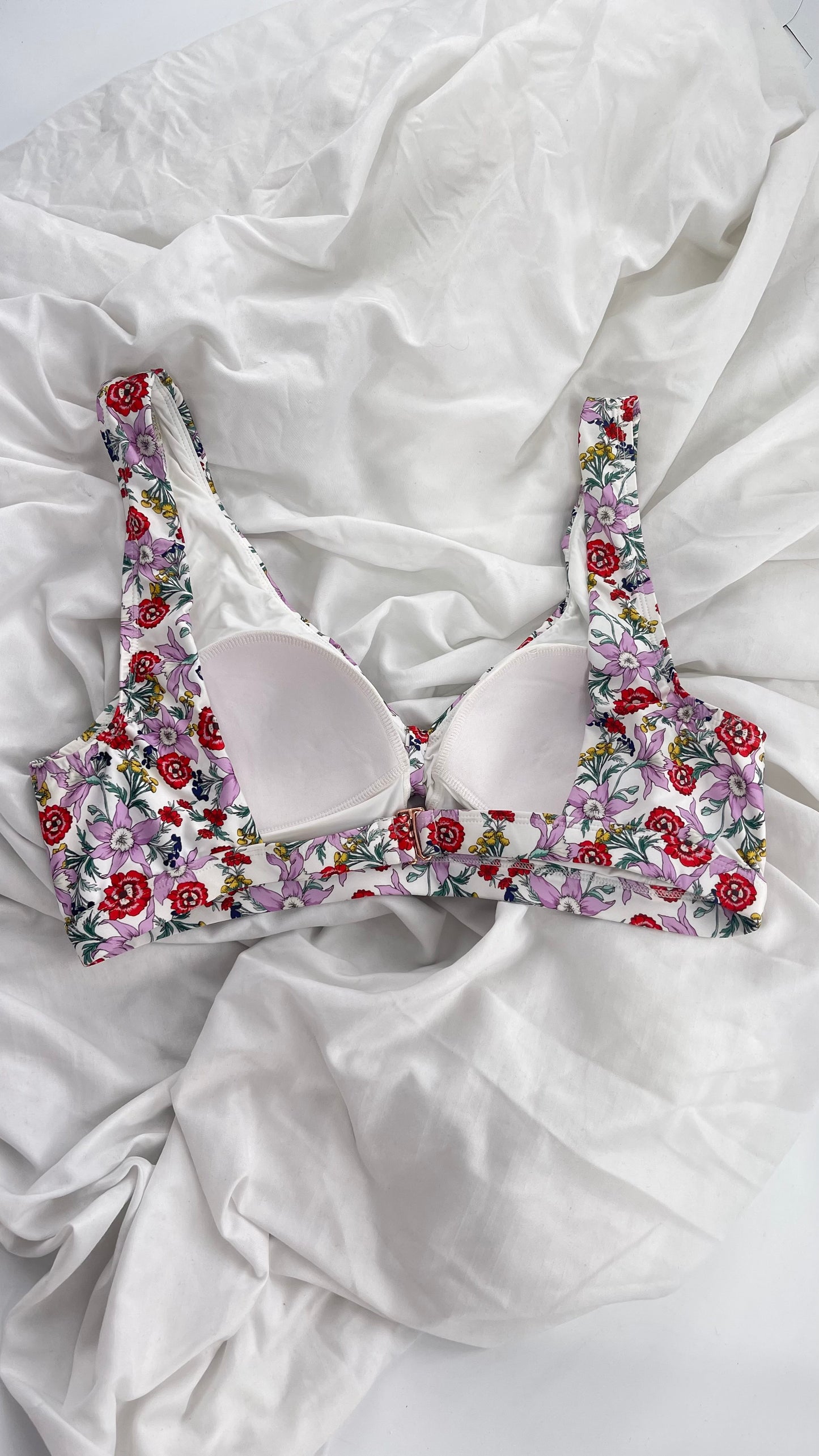 Anthropologie Floral Tie Bust Swim Top (XL)