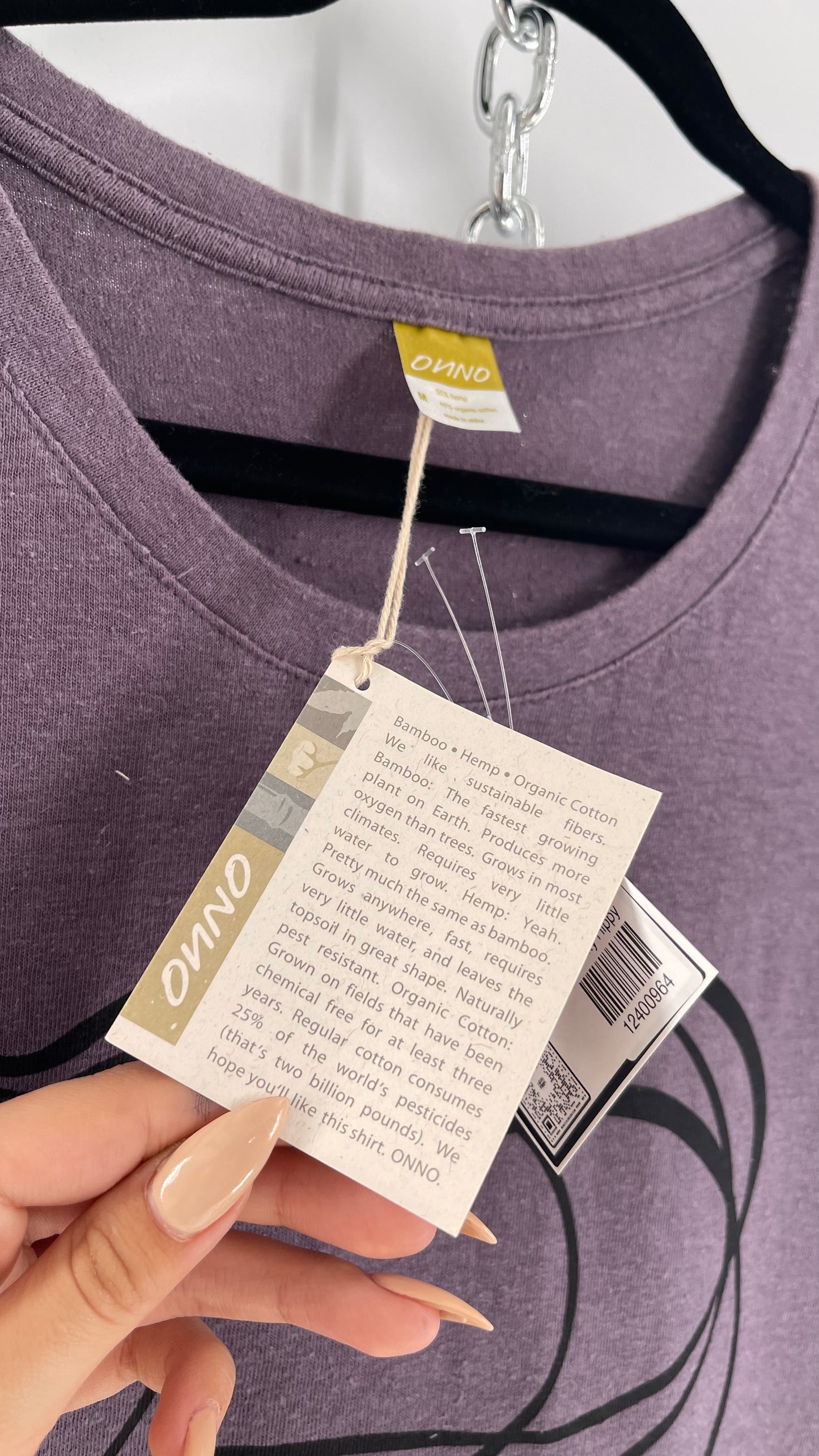 ONNO 55% Hemp 45% Organic Cotton T Shirt with Tags (Medium)