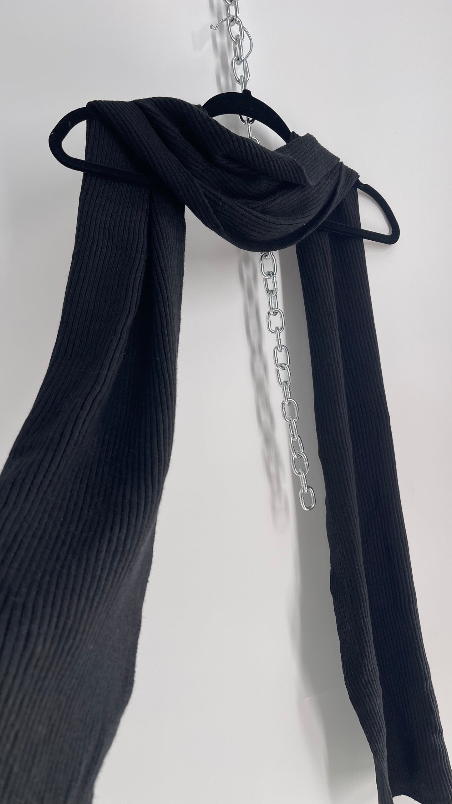 Black Ribbed Slouchy Heavy Scarf