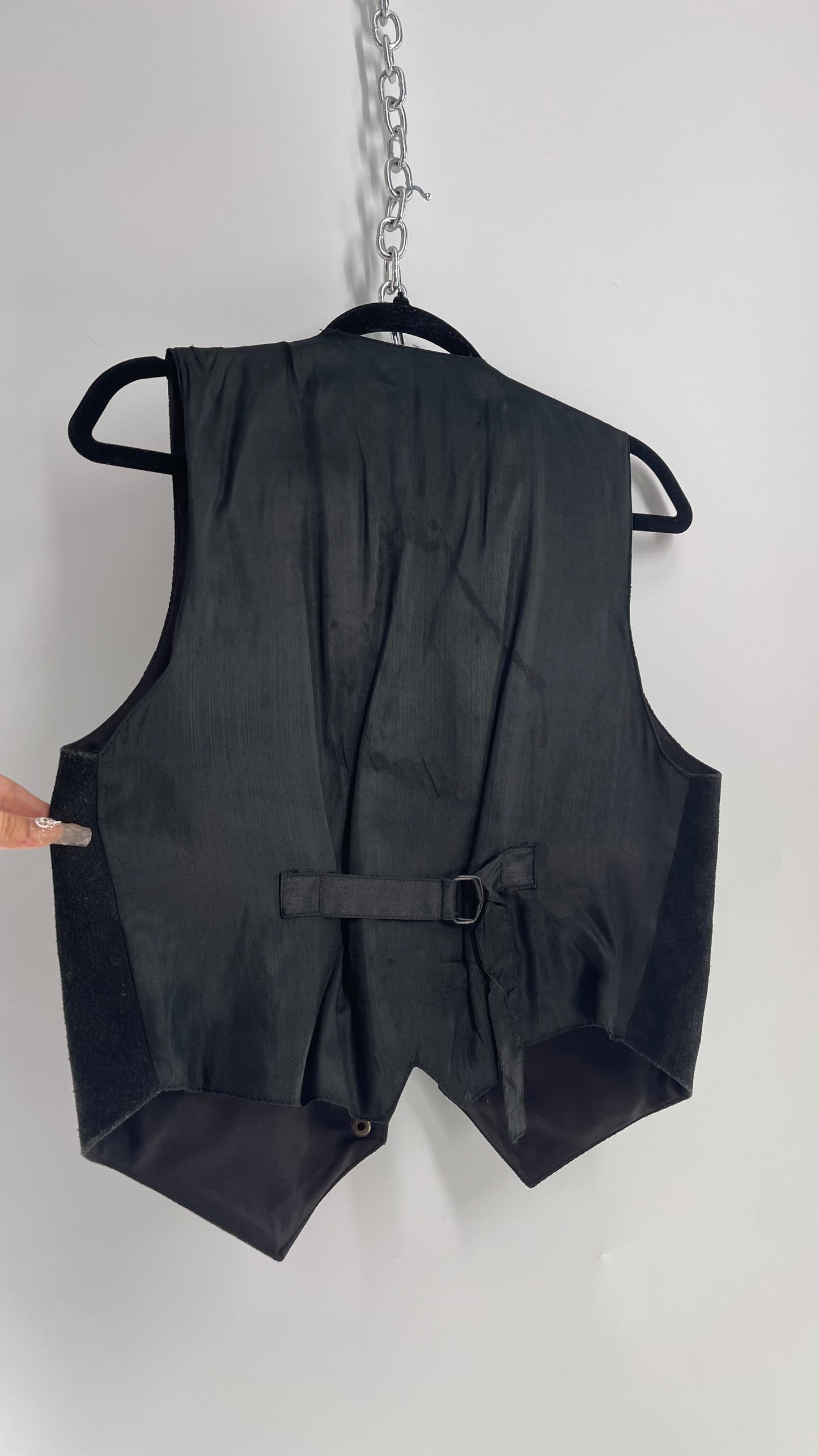 Vintage Western Mine & Bill’s Black Suede Leather Vest with Leather Stitching (Medium)