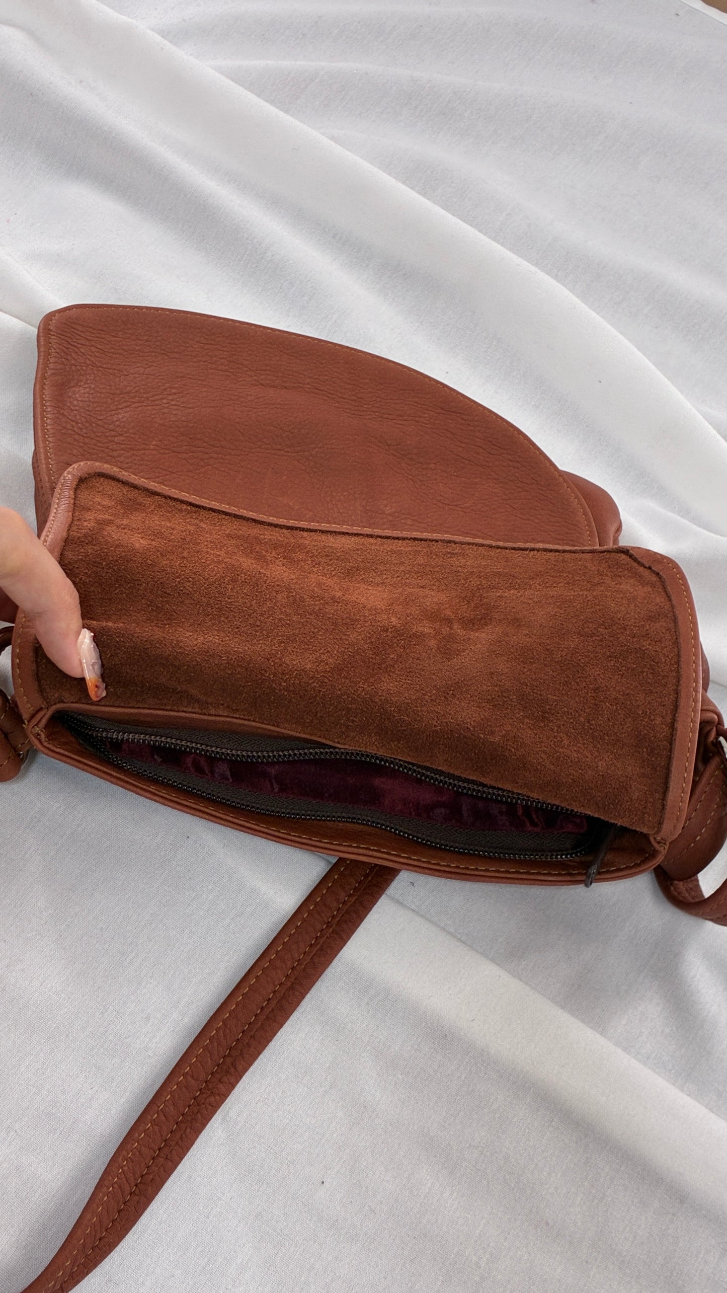 ELIE Genuine Leather Tulip Jr Handbag with Multiple Sections and Zippered Pockets