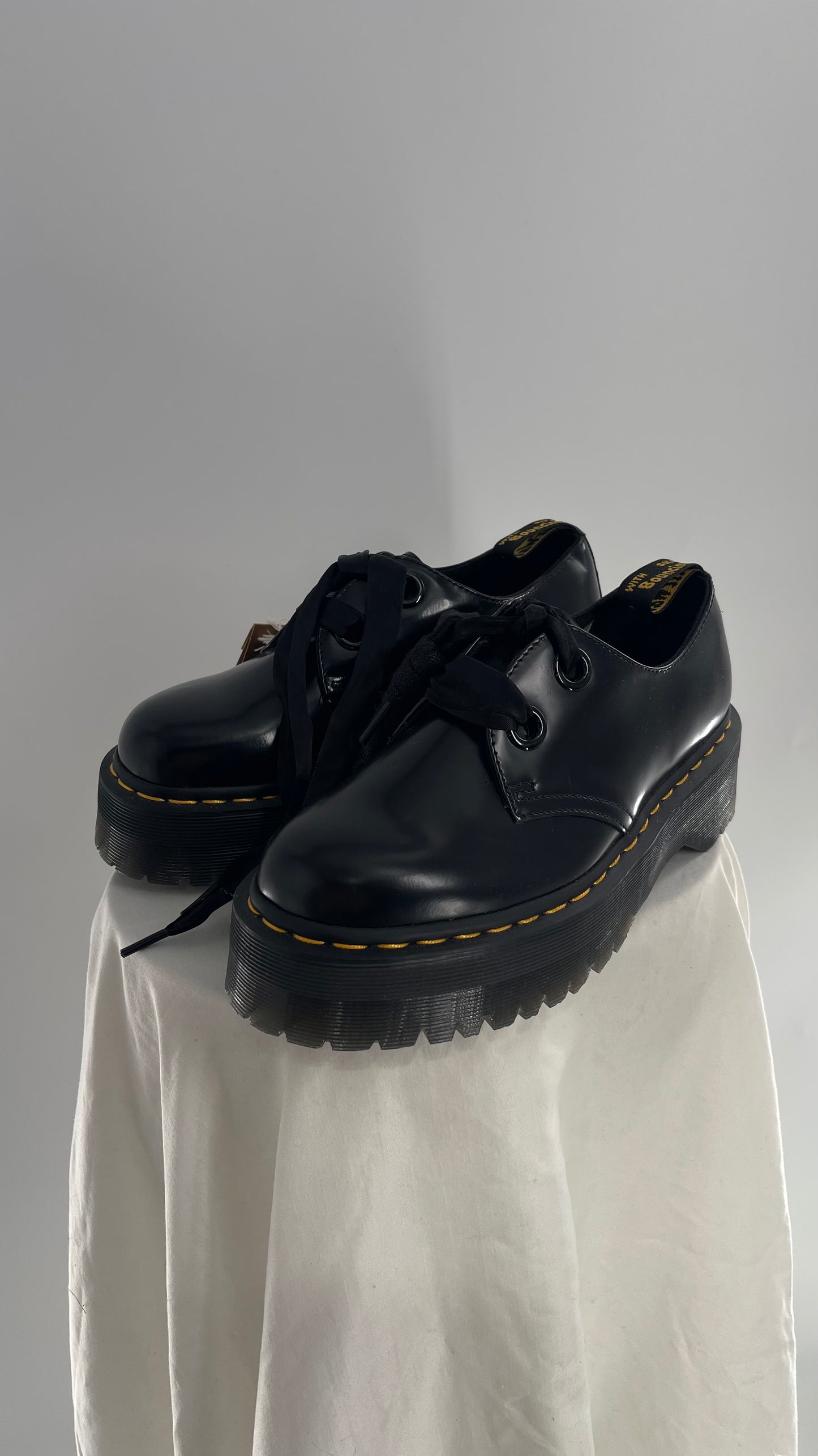 Dr.Martens  Black Patent Leather Holly Platform Oxford(8)