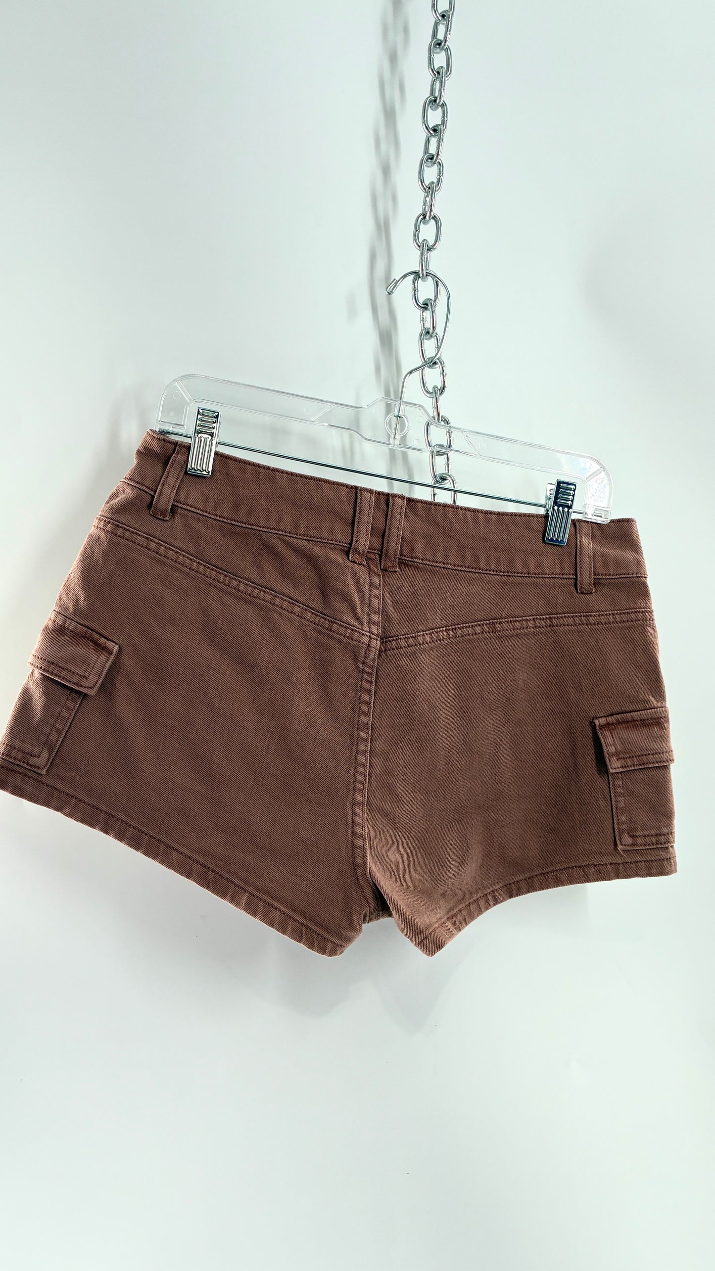 Low Rise Micro Mini Brown Cargo Short (Small)
