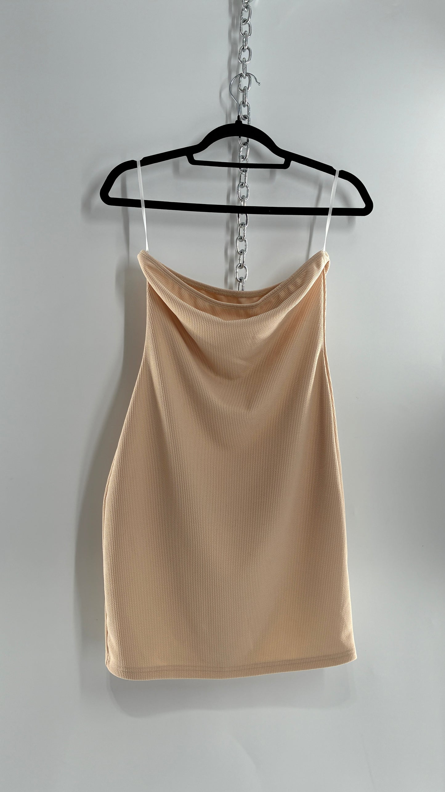 Nude Ribbed Tube Mini Dress Underlay Slip