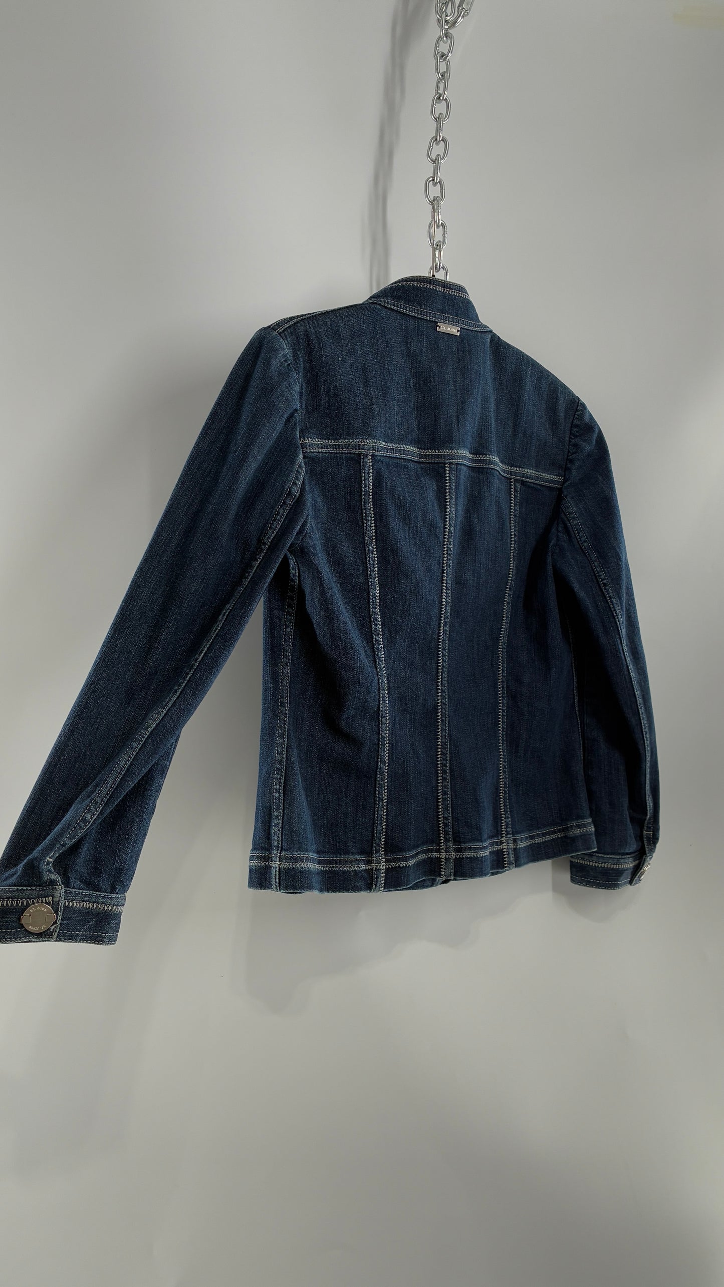 Vintage ST JOHN SPORT Medium Wash Denim Zip Up Jacket (Small)