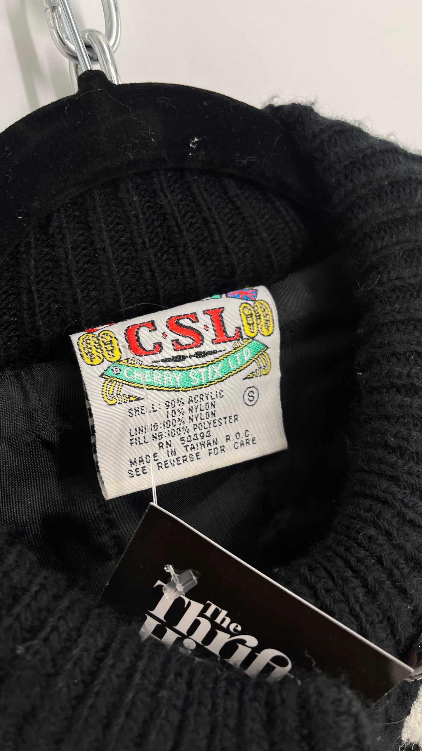 Vintage CSL Cherry Sticks Limited White Black Sweater Bomber Jacket (Small)