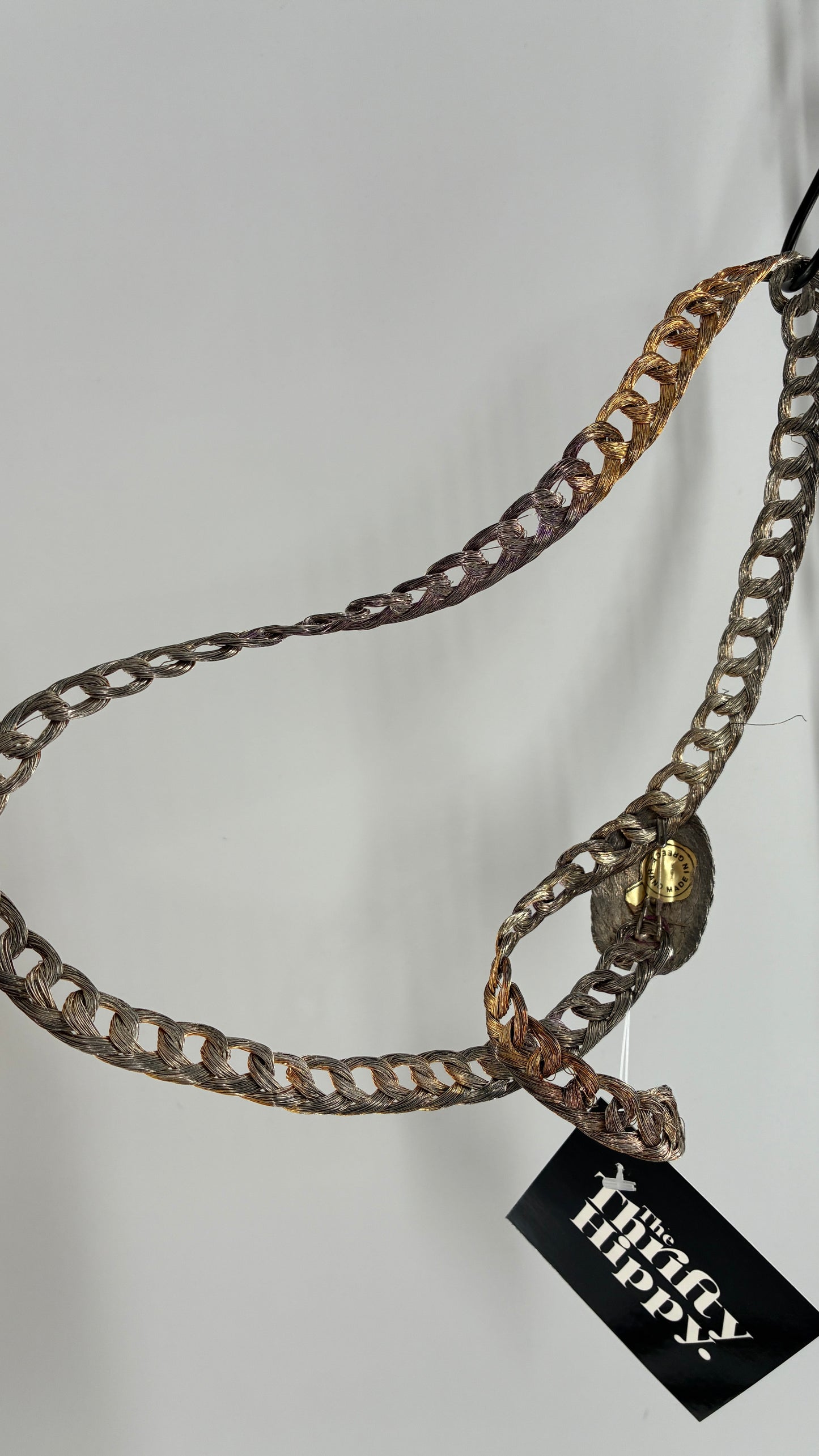 RARE Vintage 1970s Thin Braided Wire, Mixed Metal, Coiled Belt Handmade in Greece