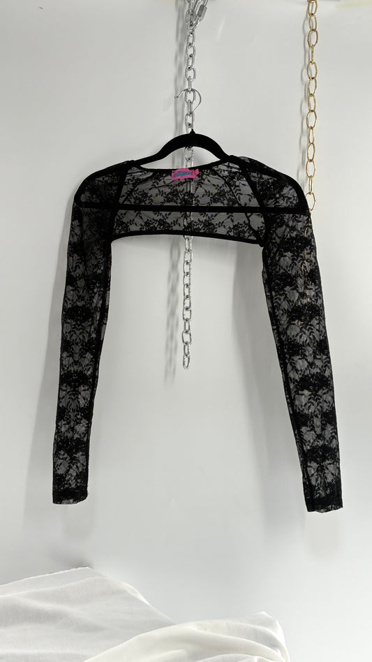 EDIKTED Black Lace Long Sleeve Shrug (Medium)