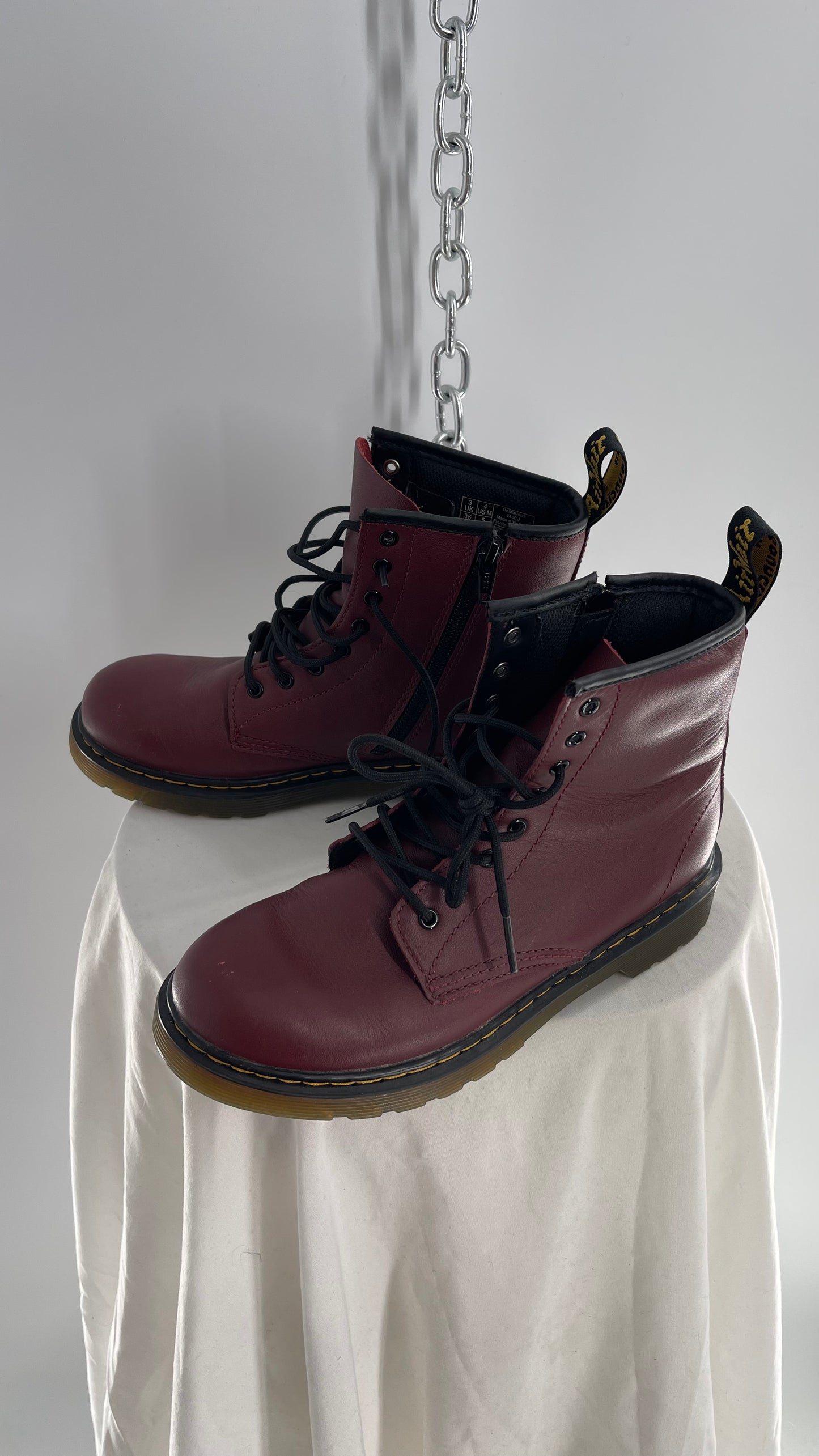 Dr.Martens Burgundy Boots with Side Zipper (5L)