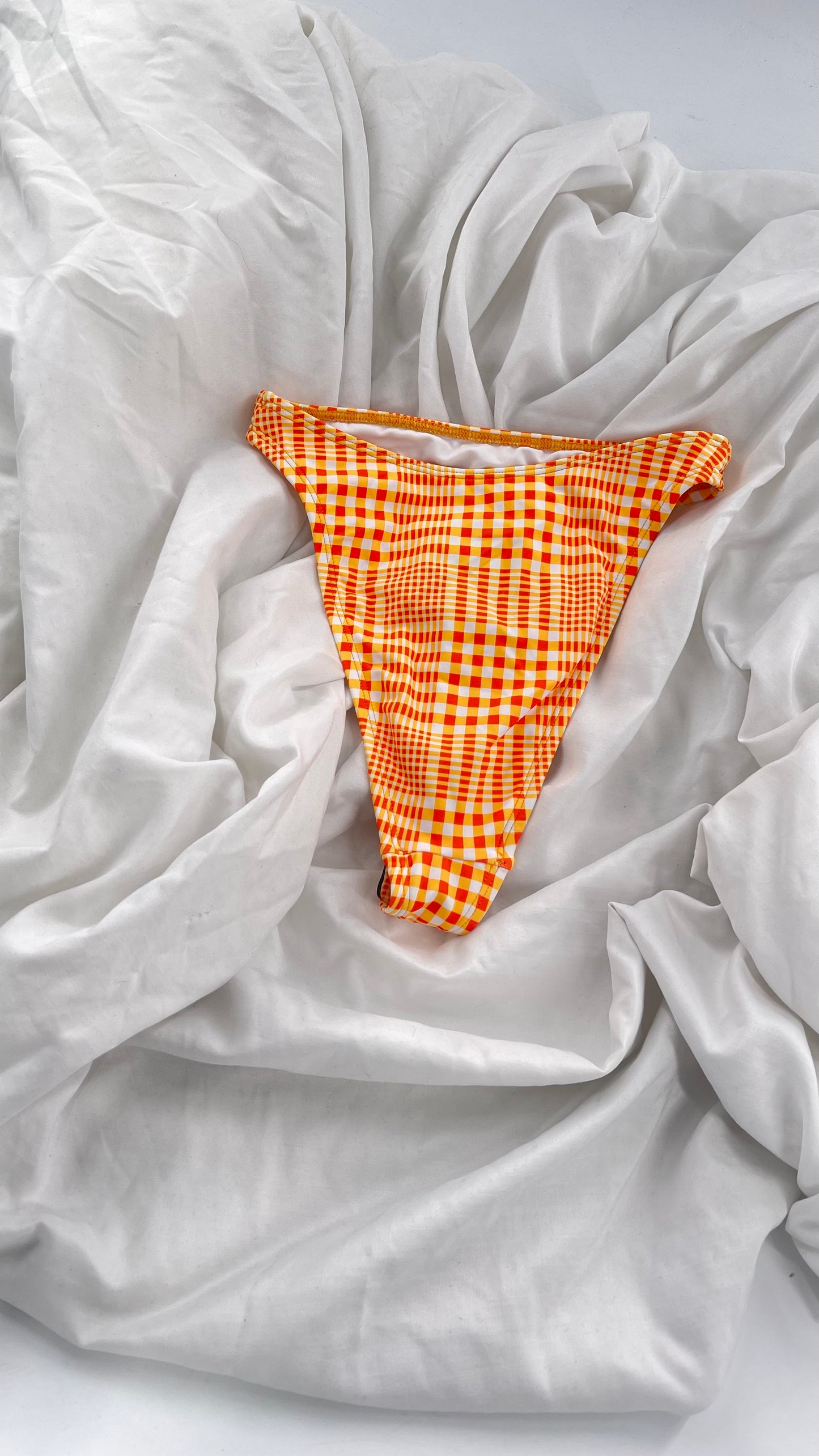 Out From Under Urban Outfitters Orange Picnic Pattern 90s Cut Swim Bottoms (XS)