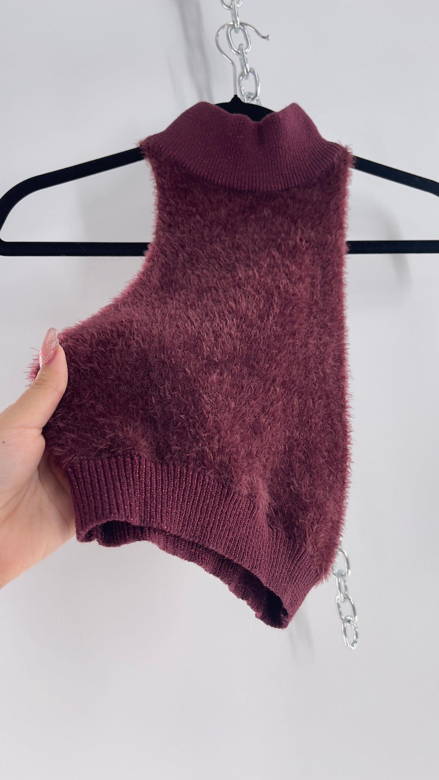 Urban Outfitters Fuzzy Burgundy Turtleneck Tank (Medium)