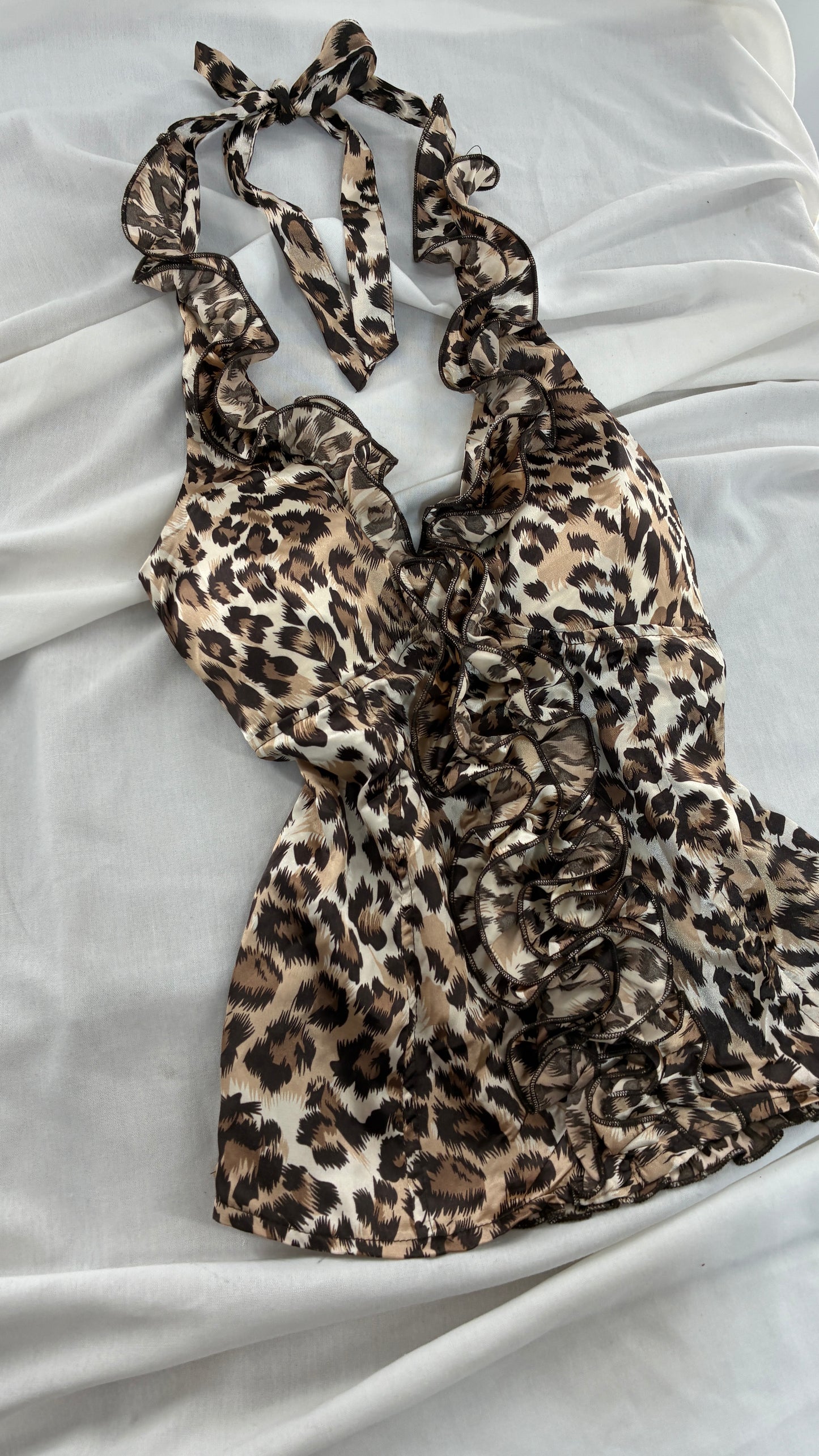 Vintage MYTH Cheetah Ruffle Halter (Medium)
