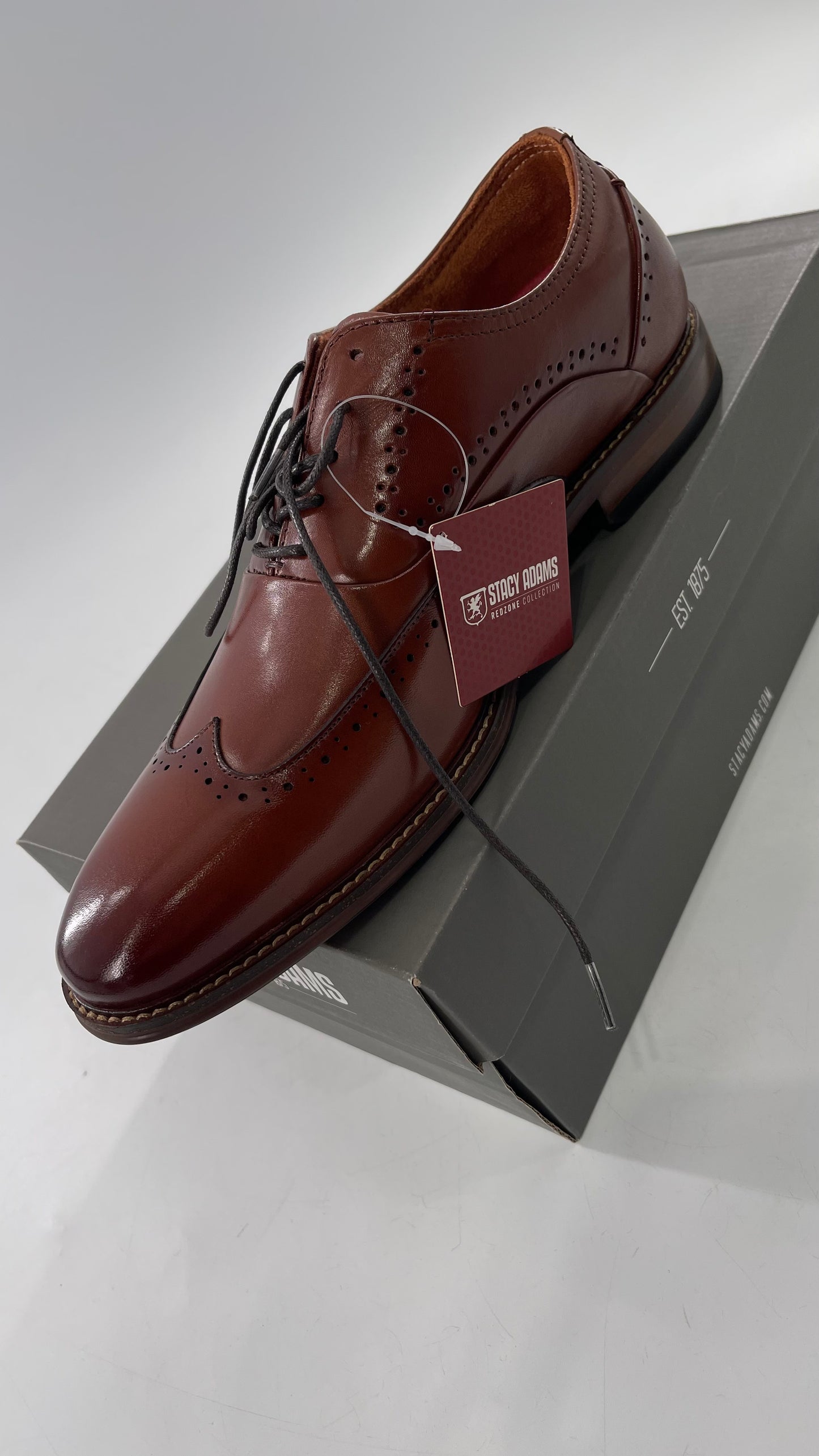 Stacy Adam’s Cognac Leather Brown MacArthur Oxford Dress Shoes (9)