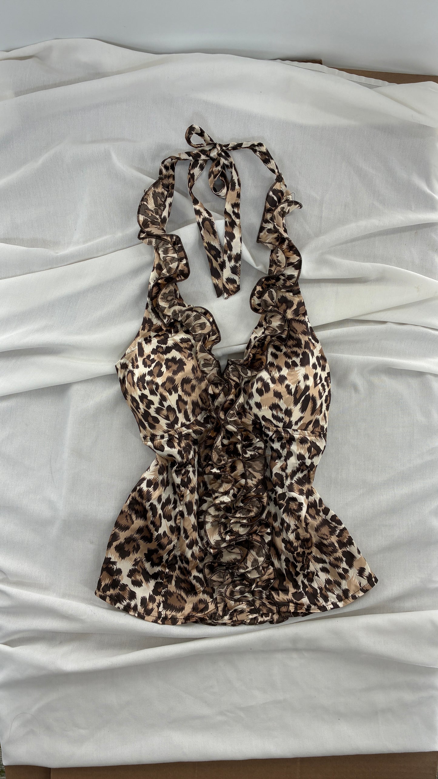 Vintage MYTH Cheetah Ruffle Halter (Medium)