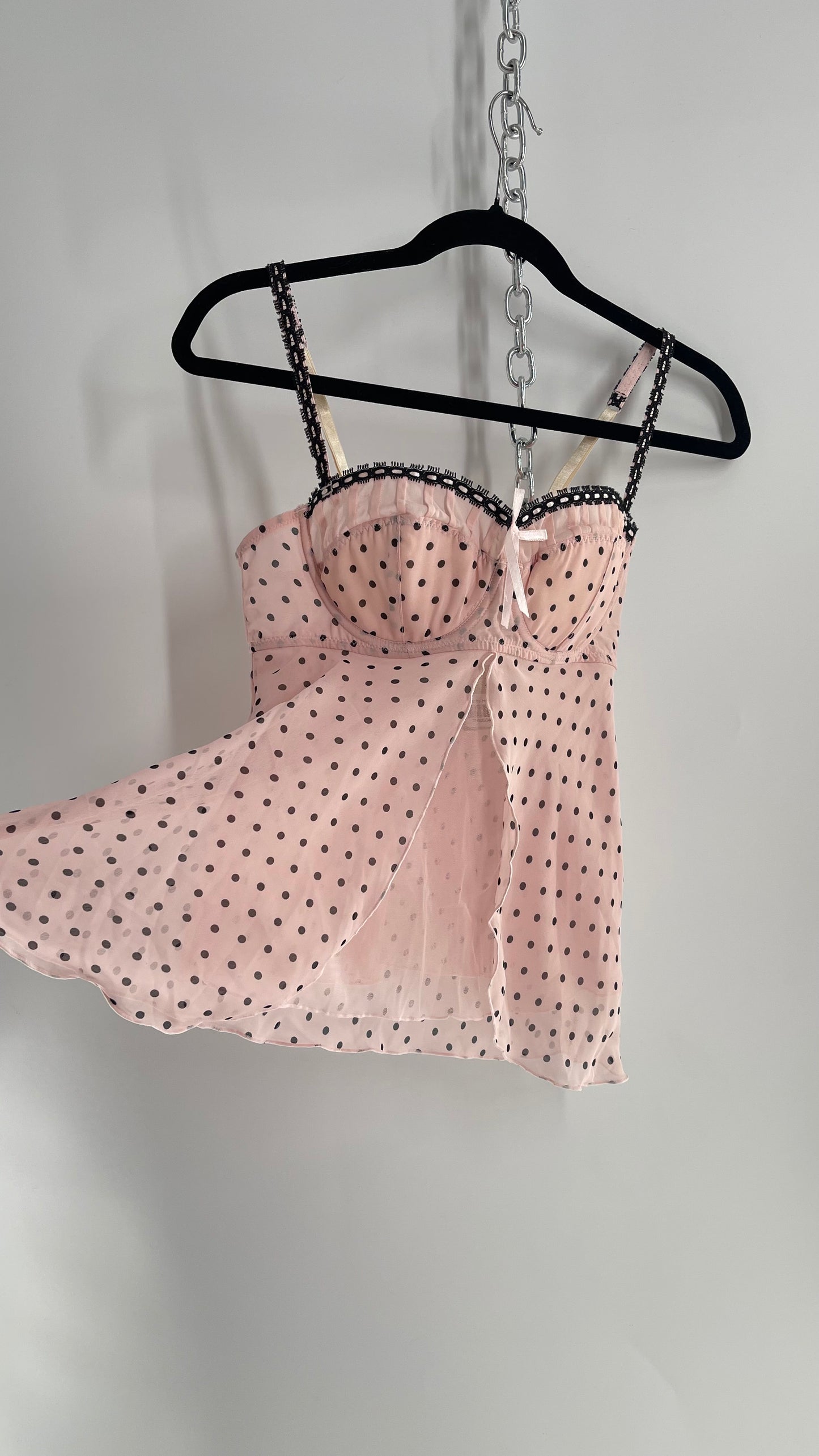 Vintage Native Intimates Baby Pink Polka Dot Bustier (34C/Medium)