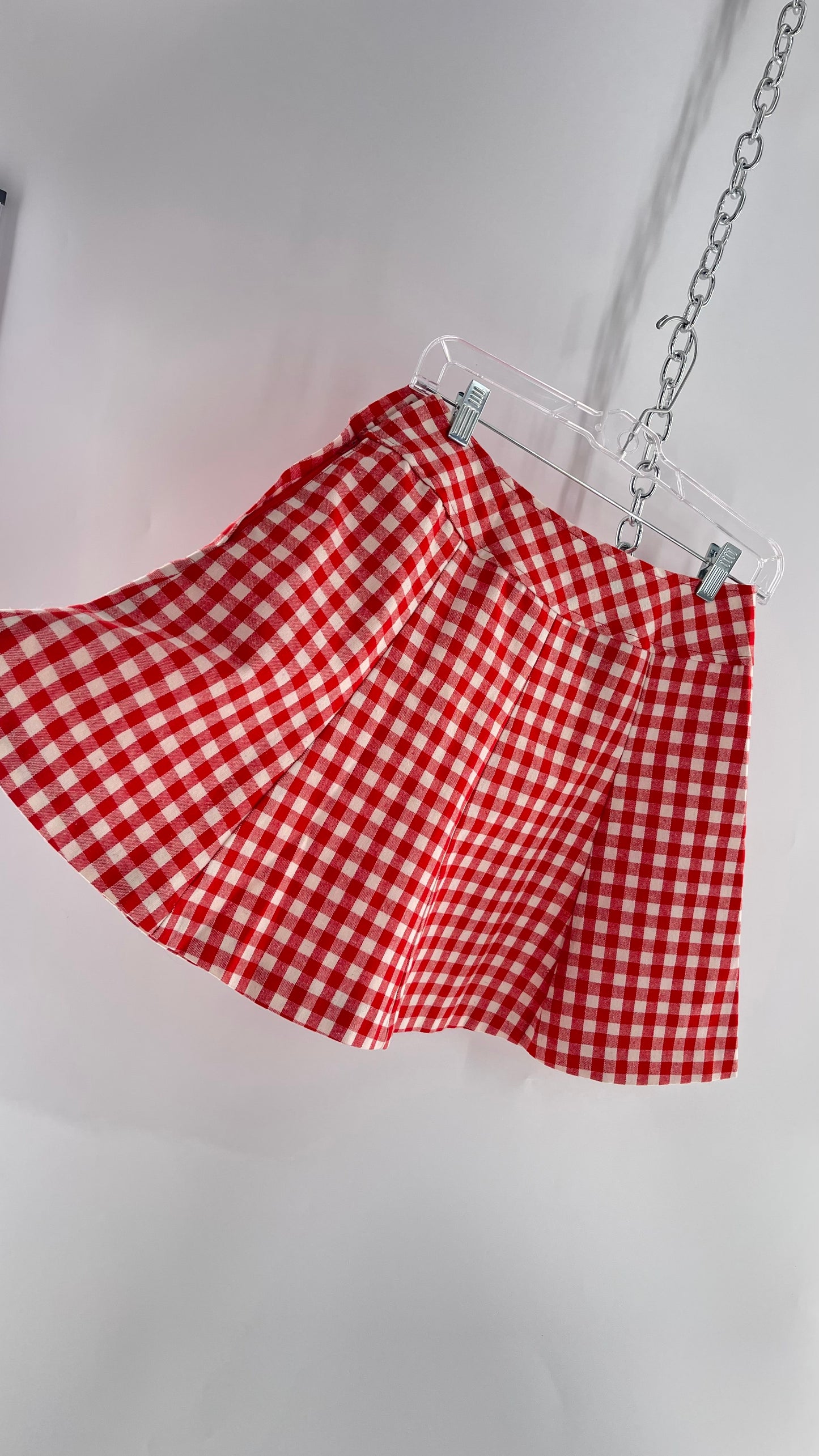 Vintage Bobbie Brook Red and White Picnic Mini Skirt (Large)