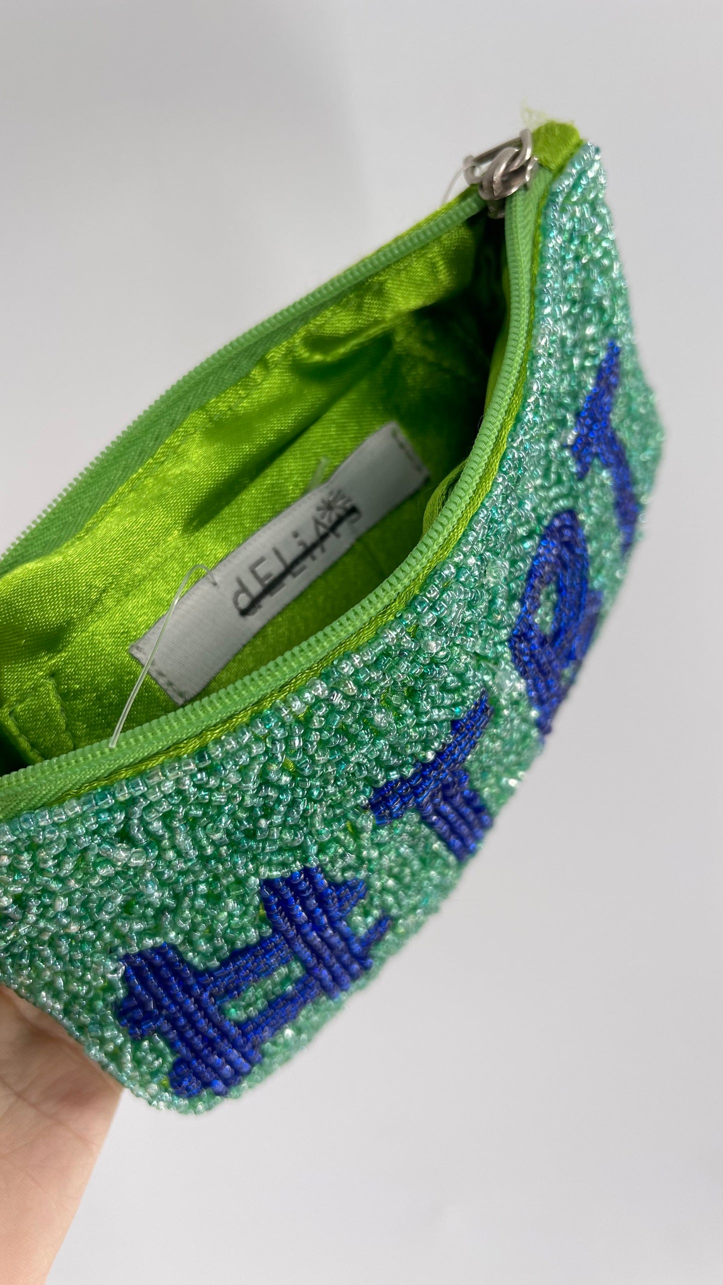 Vintage Delia’s Green Blue Beaded #TBT pouch