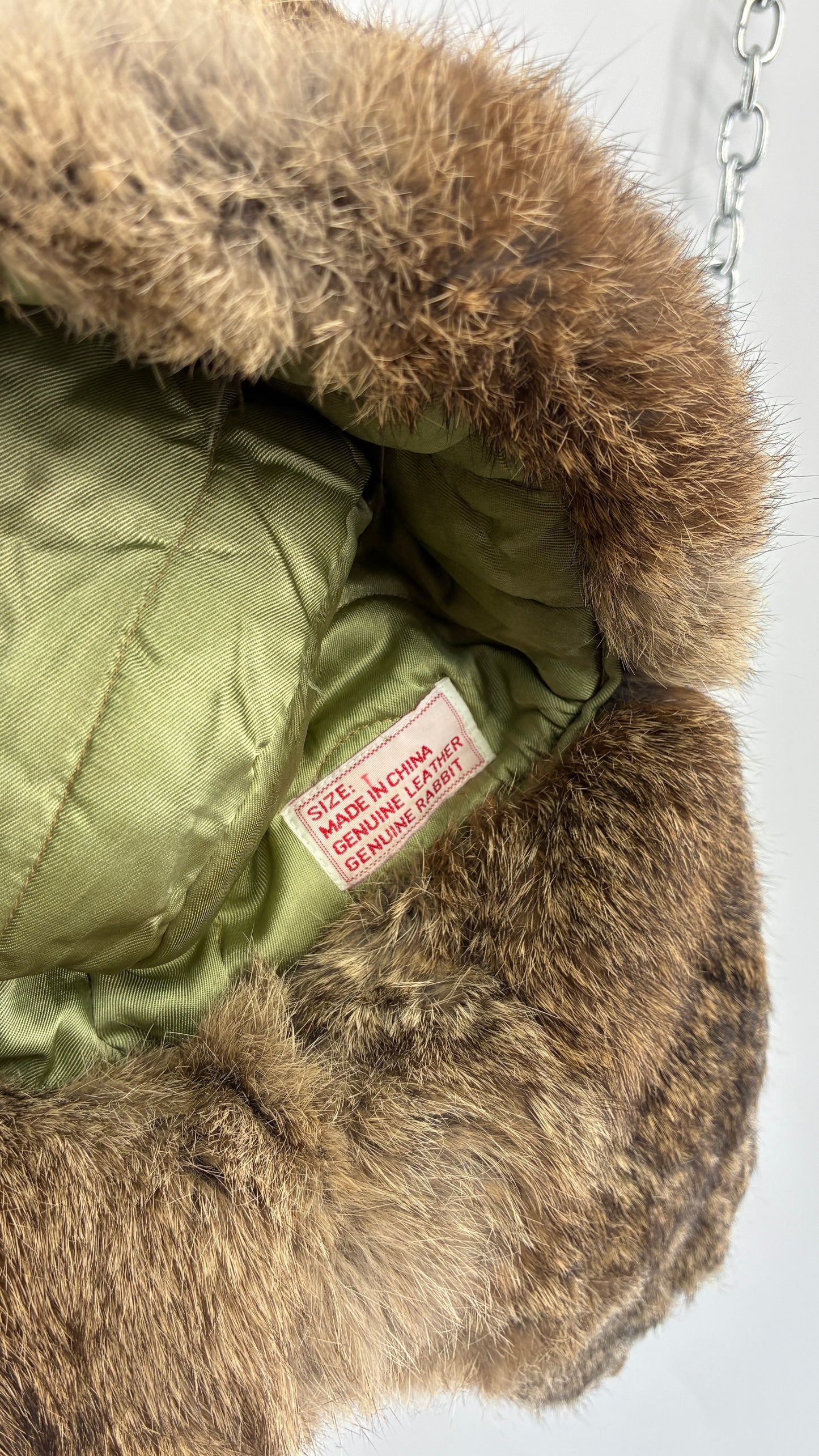 Vintage YUKON CHARLIE Genuine Leather Aviator Trapper Hat with Rabbit Fur Lining