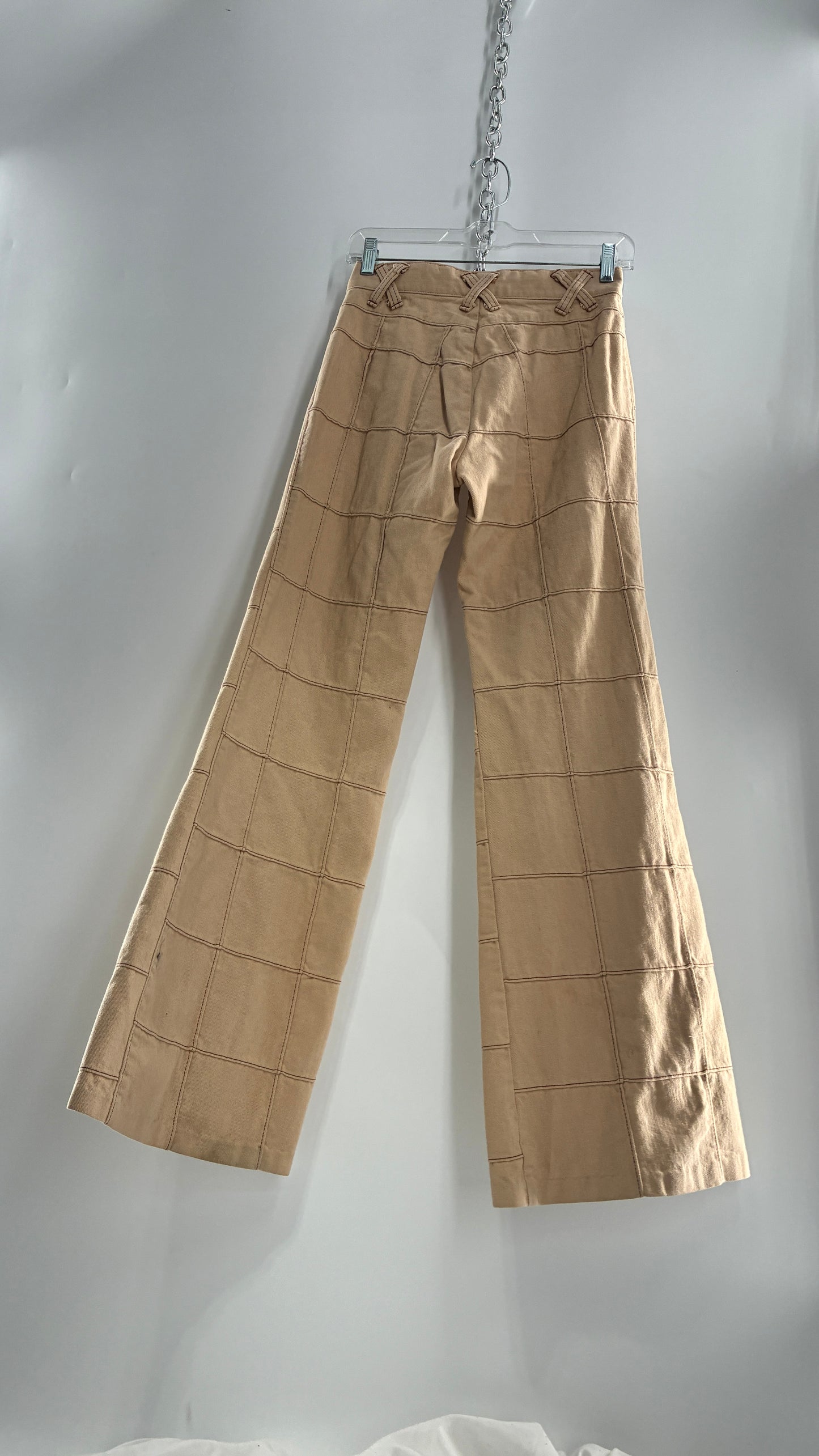 Vintage Tan Patchwork Flare with “X” Belt Loops (XS/S)