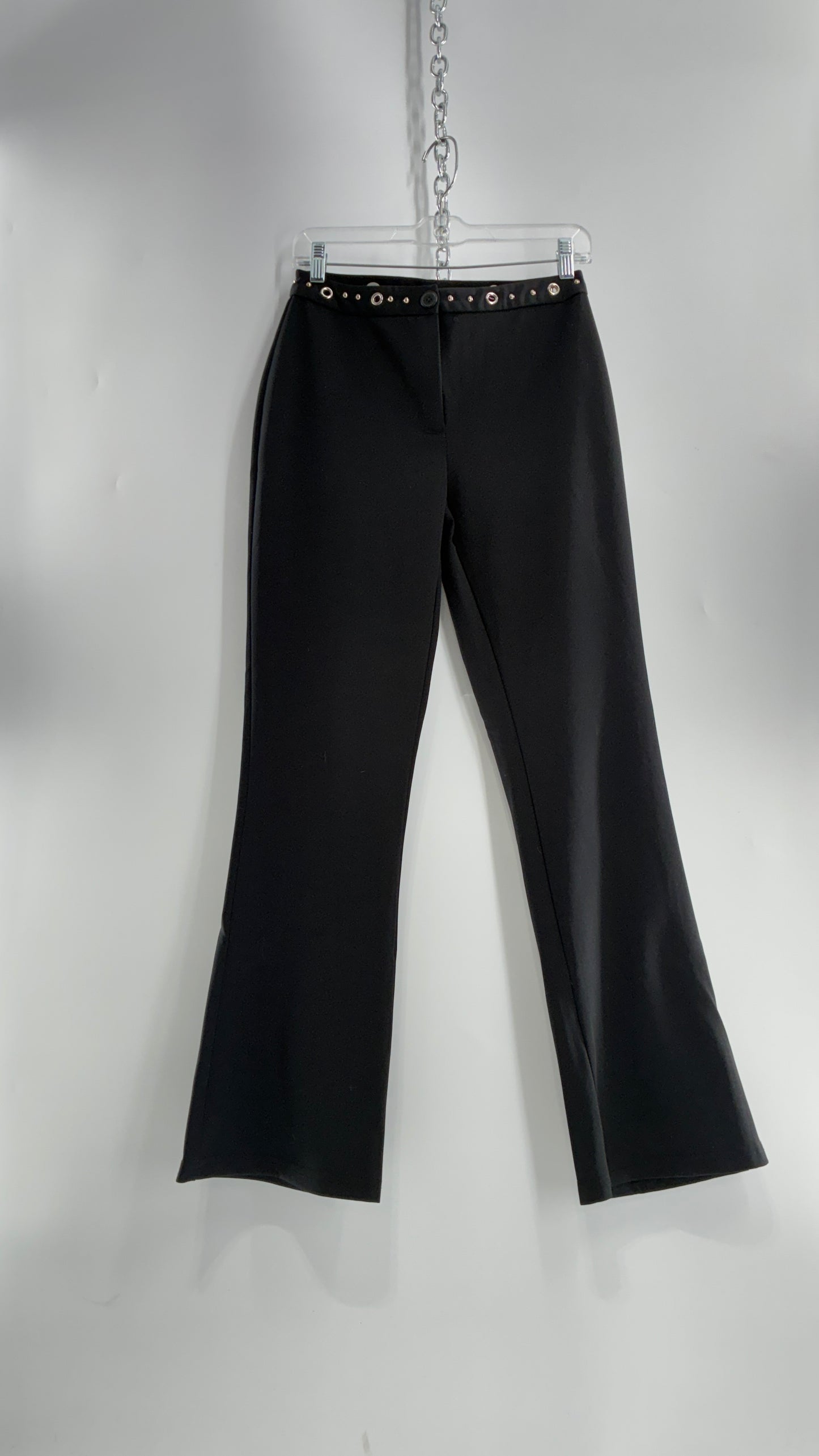 Vintage 1990s JOE BENBASSET Black Kickflares with Studded, Grommet Waistline (5)