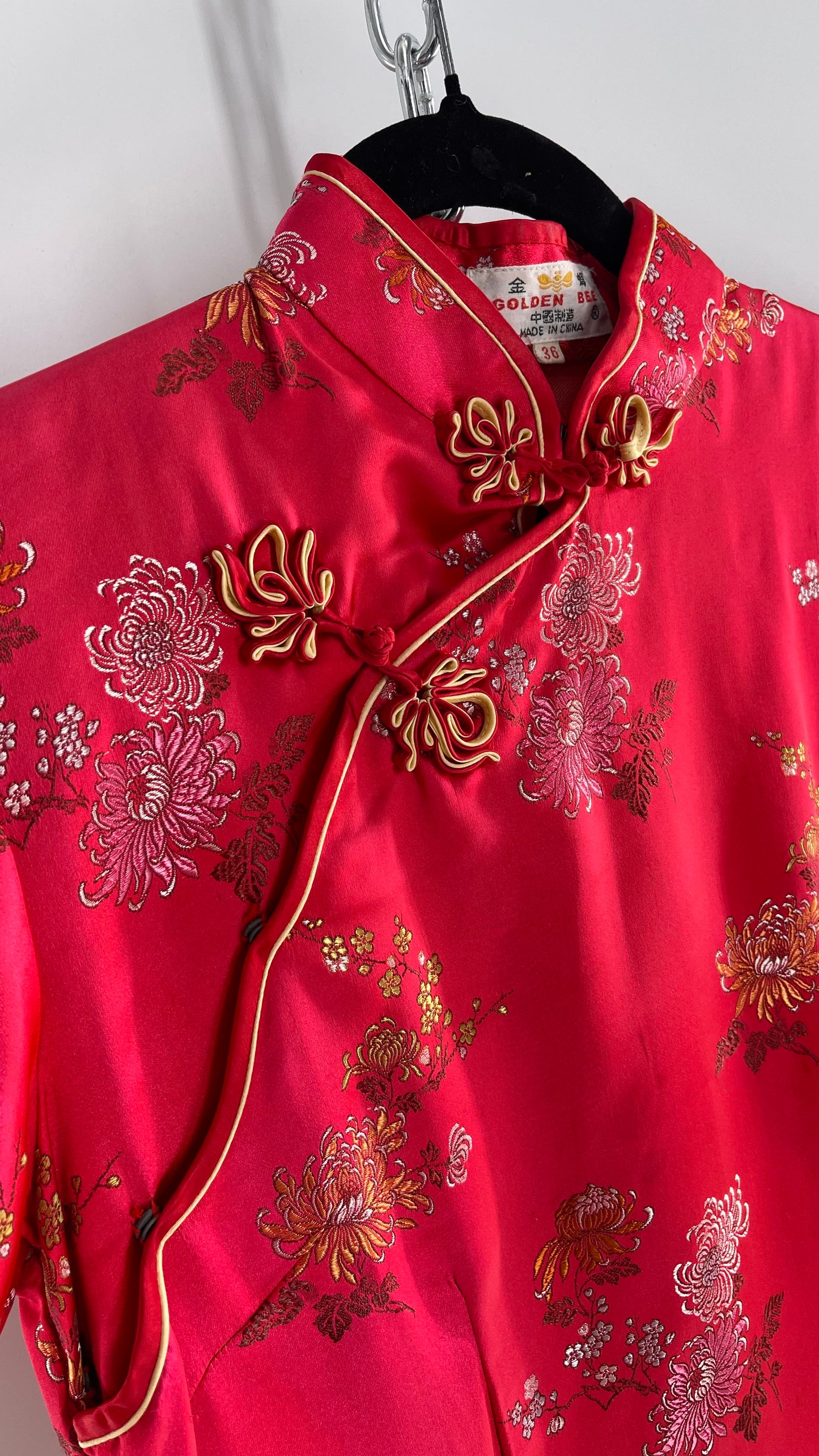 Vintage Golden Bee Silk Chinese QiPao  (C) (36)